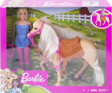 Foto 6 | Conjunto De Muñecas Barbie Blonde Fashion Con Traje De Montar A Caballo - Venta Internacional.