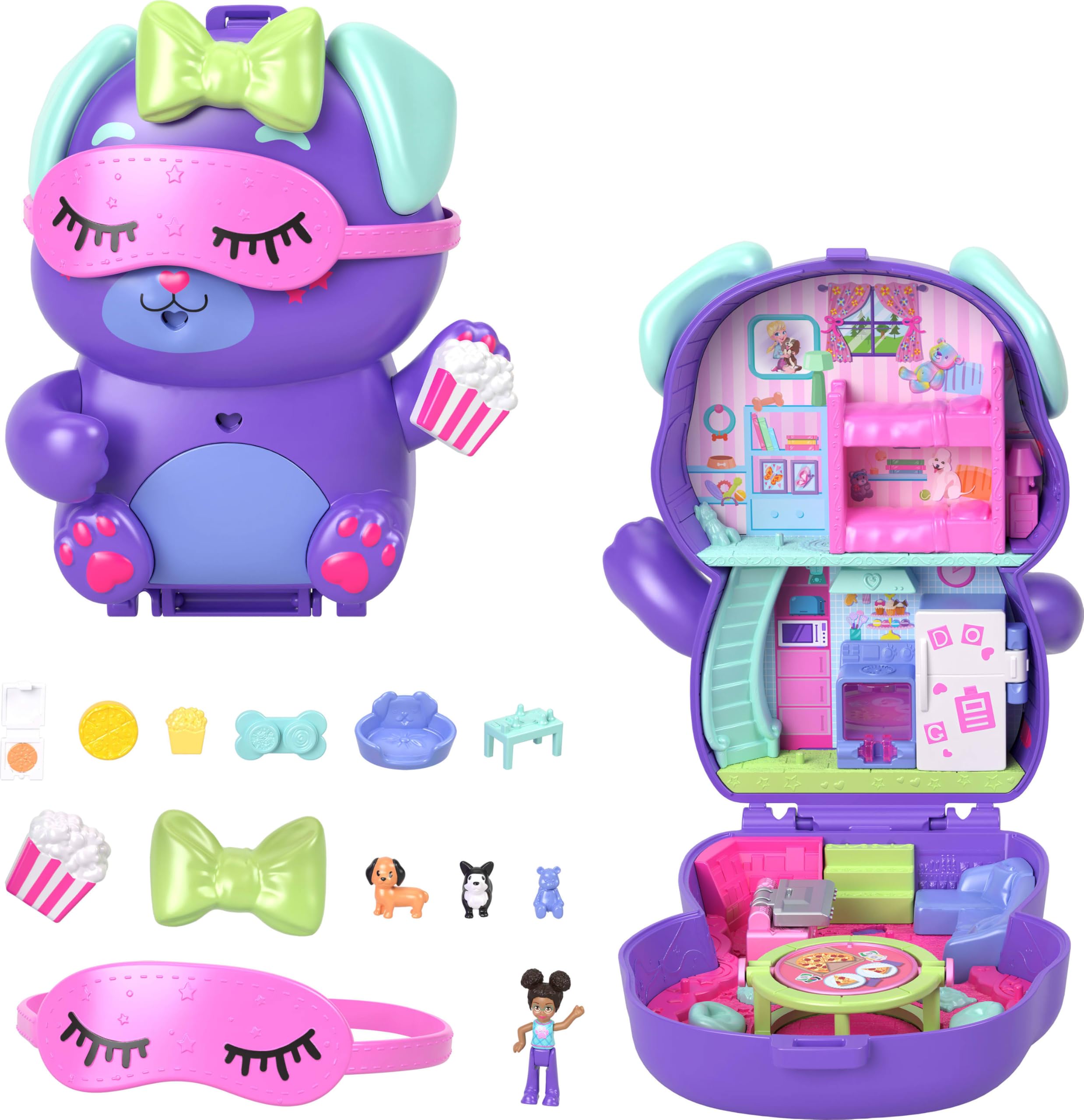 Foto 2 pulgar | Playset Polly Pocket Sleepover Puppy Con 1 Micromuñeca Y Mascotas - Venta Internacional.