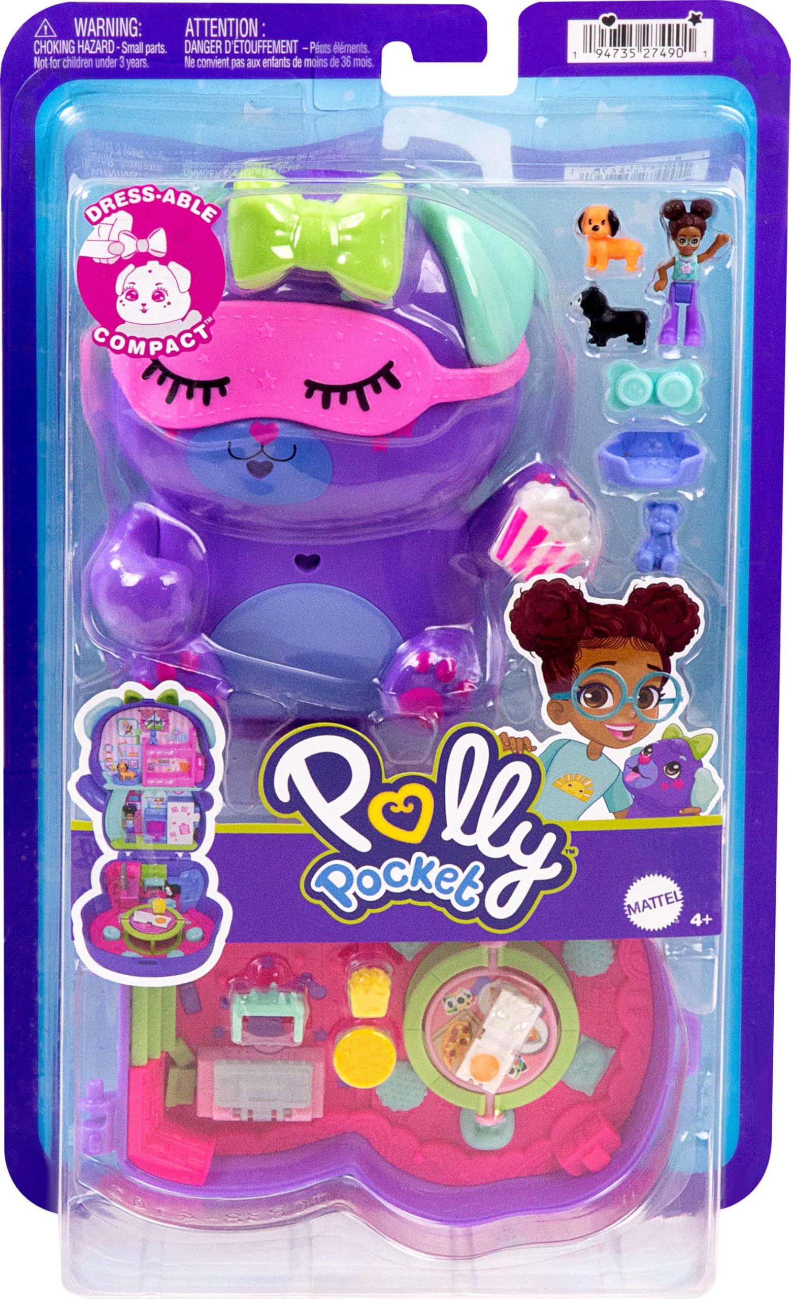 Foto 7 pulgar | Playset Polly Pocket Sleepover Puppy Con 1 Micromuñeca Y Mascotas - Venta Internacional.