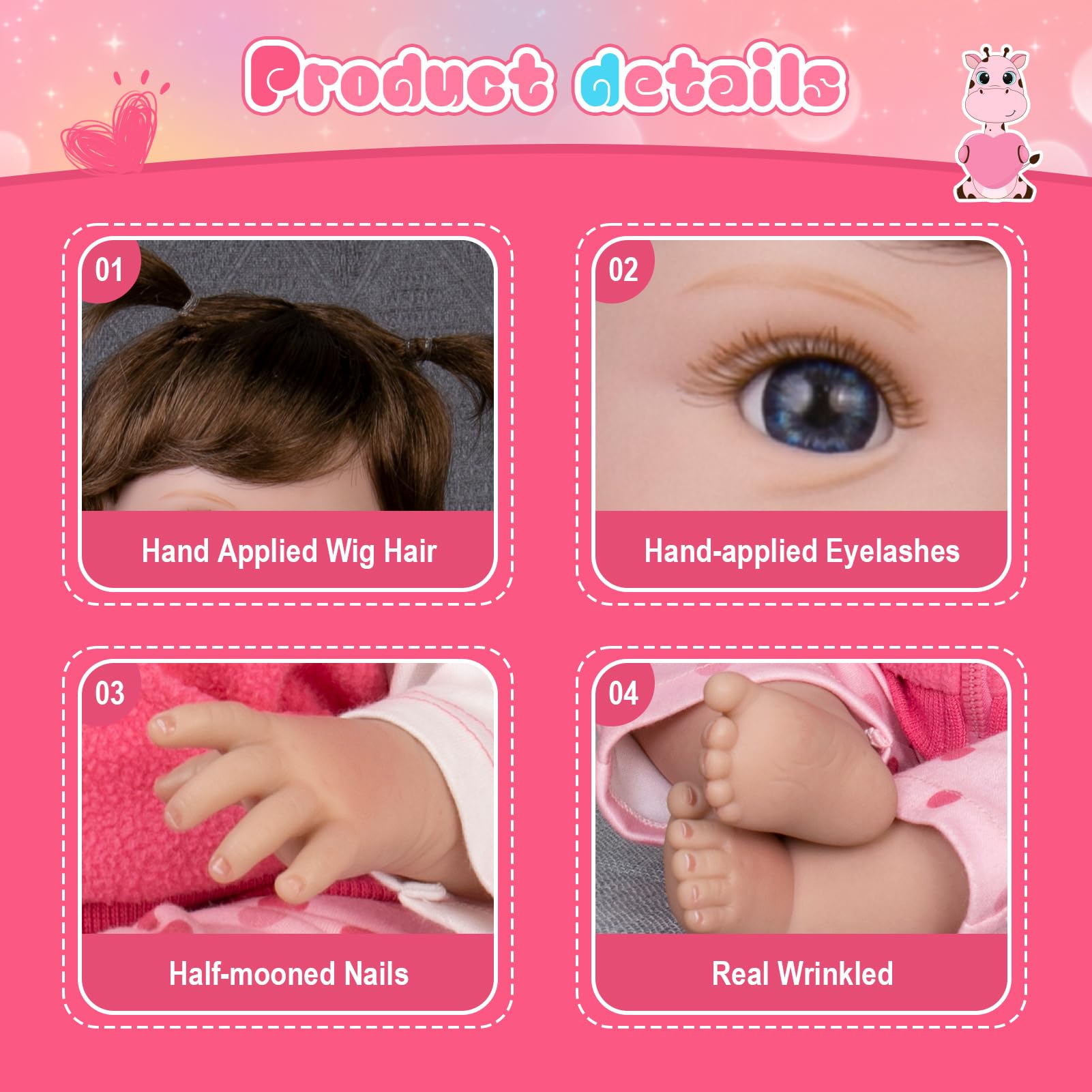 Foto 6 pulgar | Muñeca Reborn Aori Realista Para Niña Recién Nacida De 55 Cm - Venta Internacional.