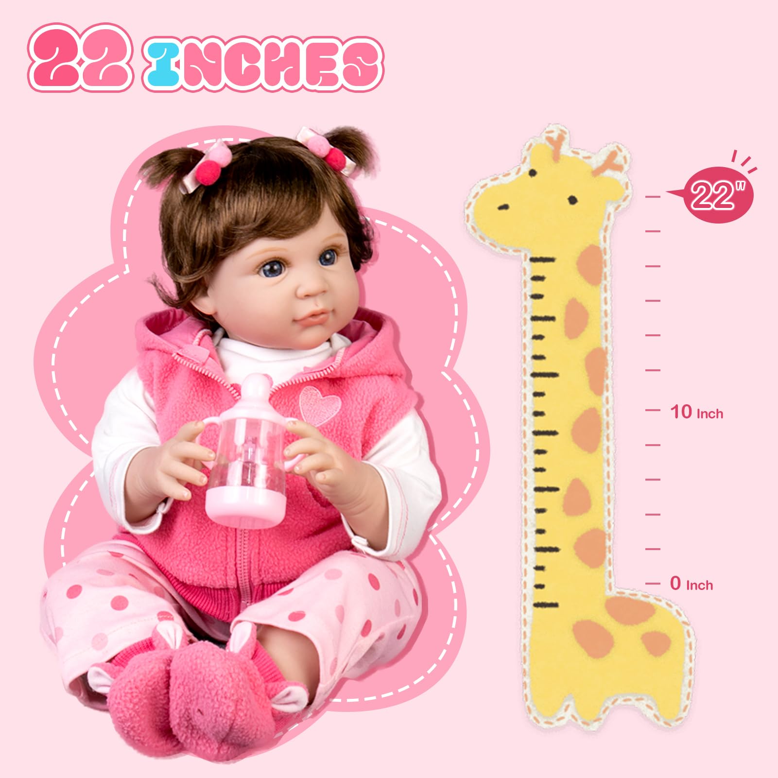 Foto 6 | Muñeca Reborn Aori Realista Para Niña Recién Nacida De 55 Cm - Venta Internacional.