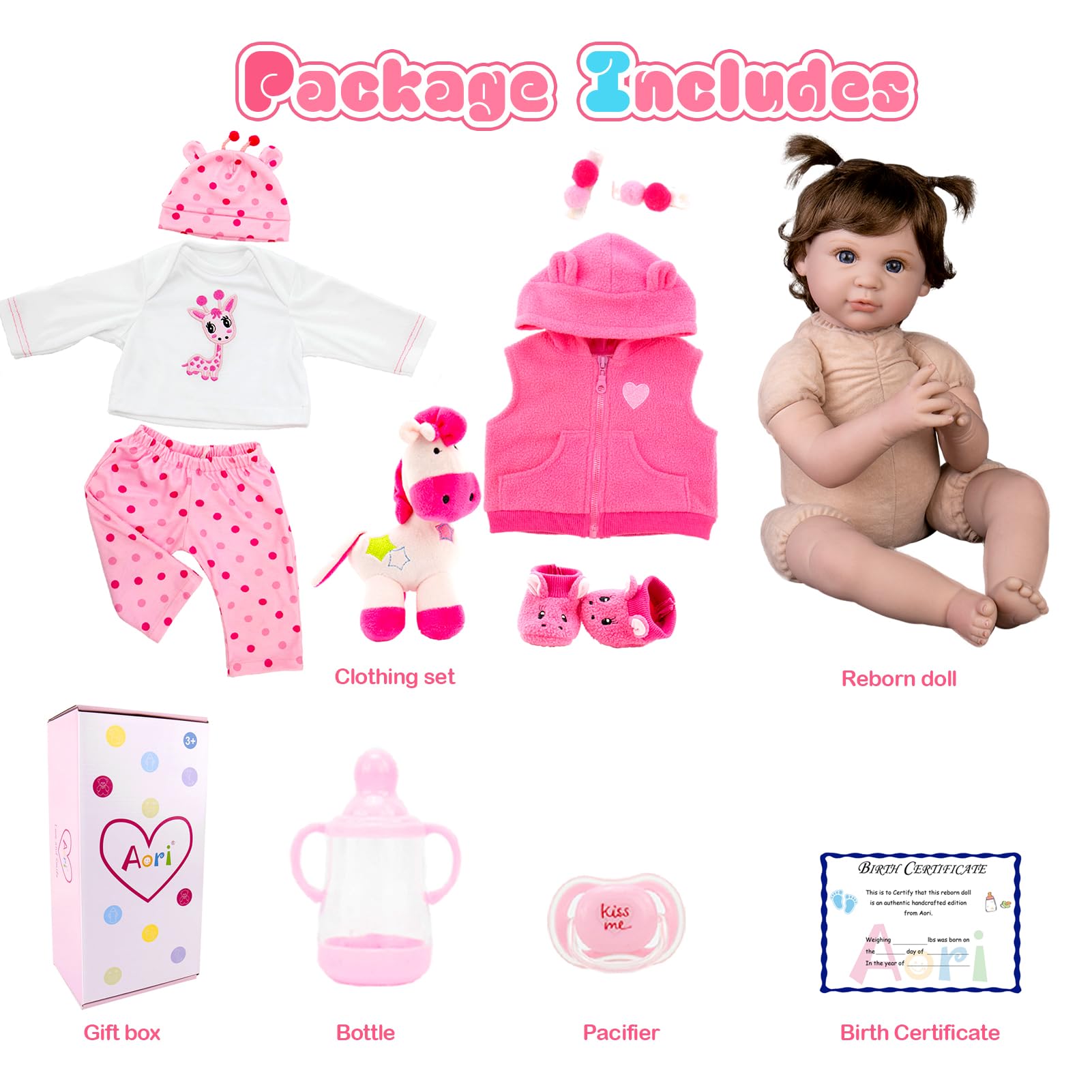 Foto 8 pulgar | Muñeca Reborn Aori Realista Para Niña Recién Nacida De 55 Cm - Venta Internacional.