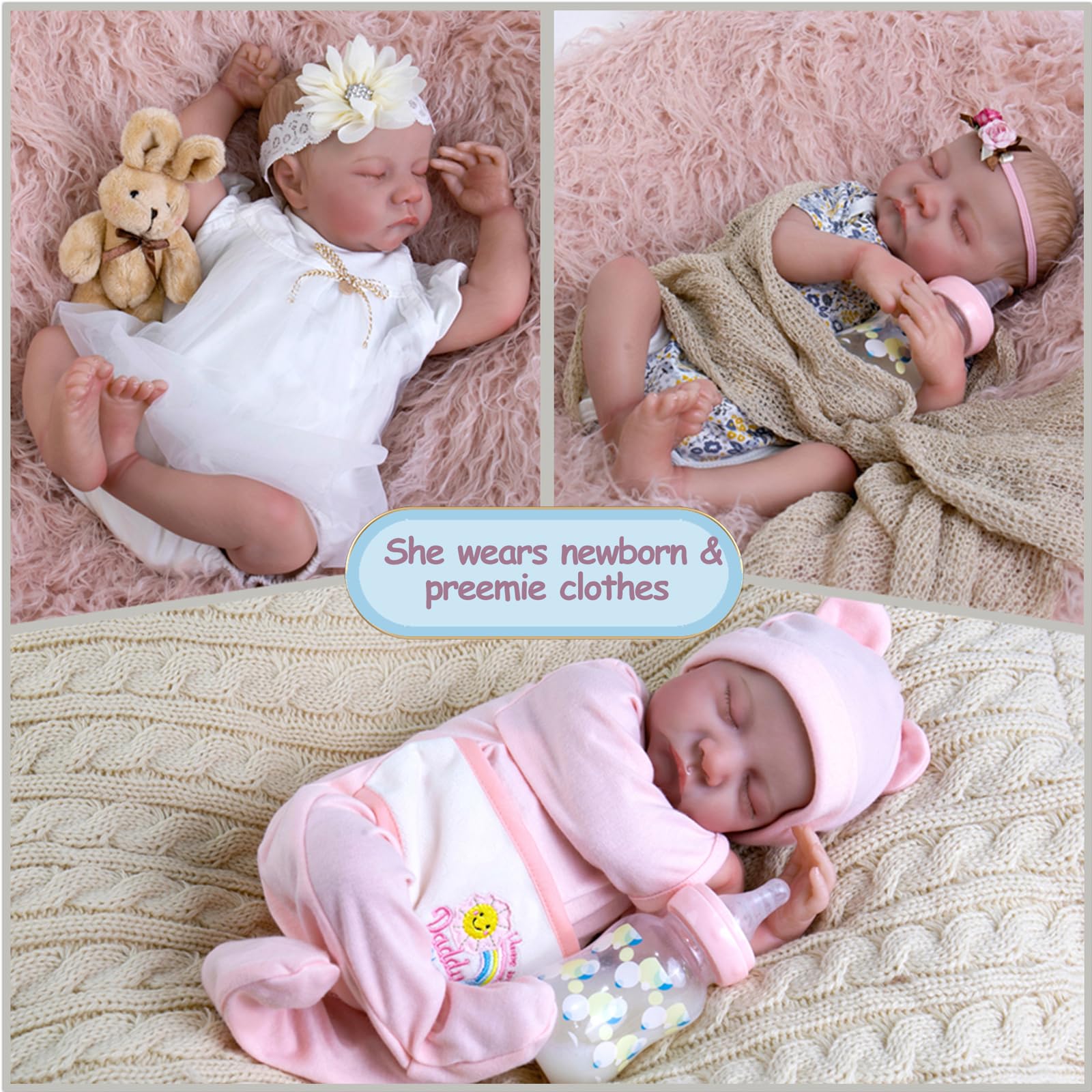 Foto 4 pulgar | Muñeca Reborn Aori Realista Para Recién Nacida, Niña Dormida, 45 Cm - Venta Internacional.