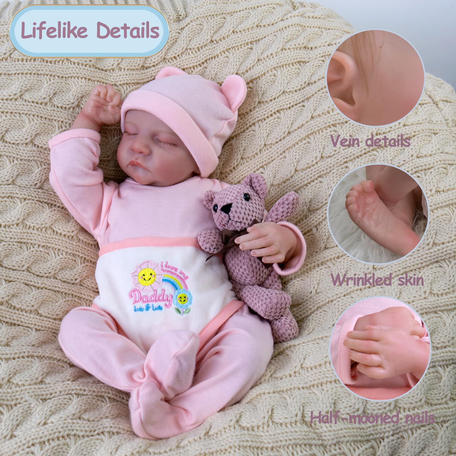 Foto 6 pulgar | Muñeca Reborn Aori Realista Para Recién Nacida, Niña Dormida, 45 Cm - Venta Internacional.