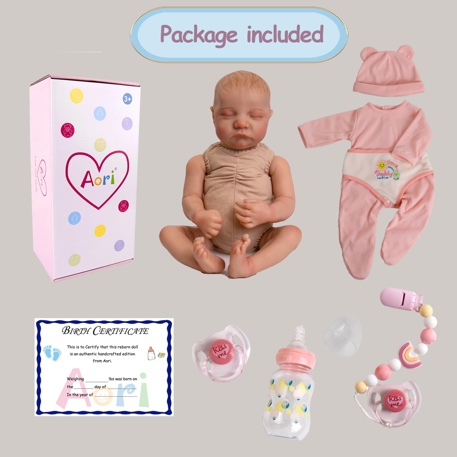 Foto 8 pulgar | Muñeca Reborn Aori Realista Para Recién Nacida, Niña Dormida, 45 Cm - Venta Internacional.