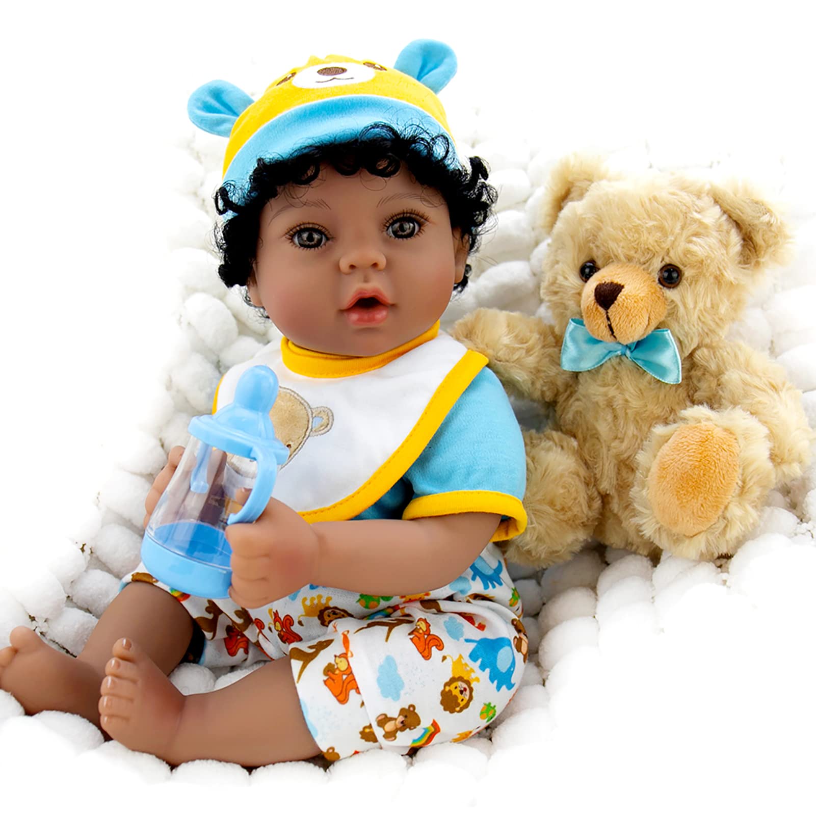 Foto 4 pulgar | Juego De Cama Reborn Baby Doll Aori Black De 18 Pulgadas Para Niño Con Portabebé - Venta Internacional.