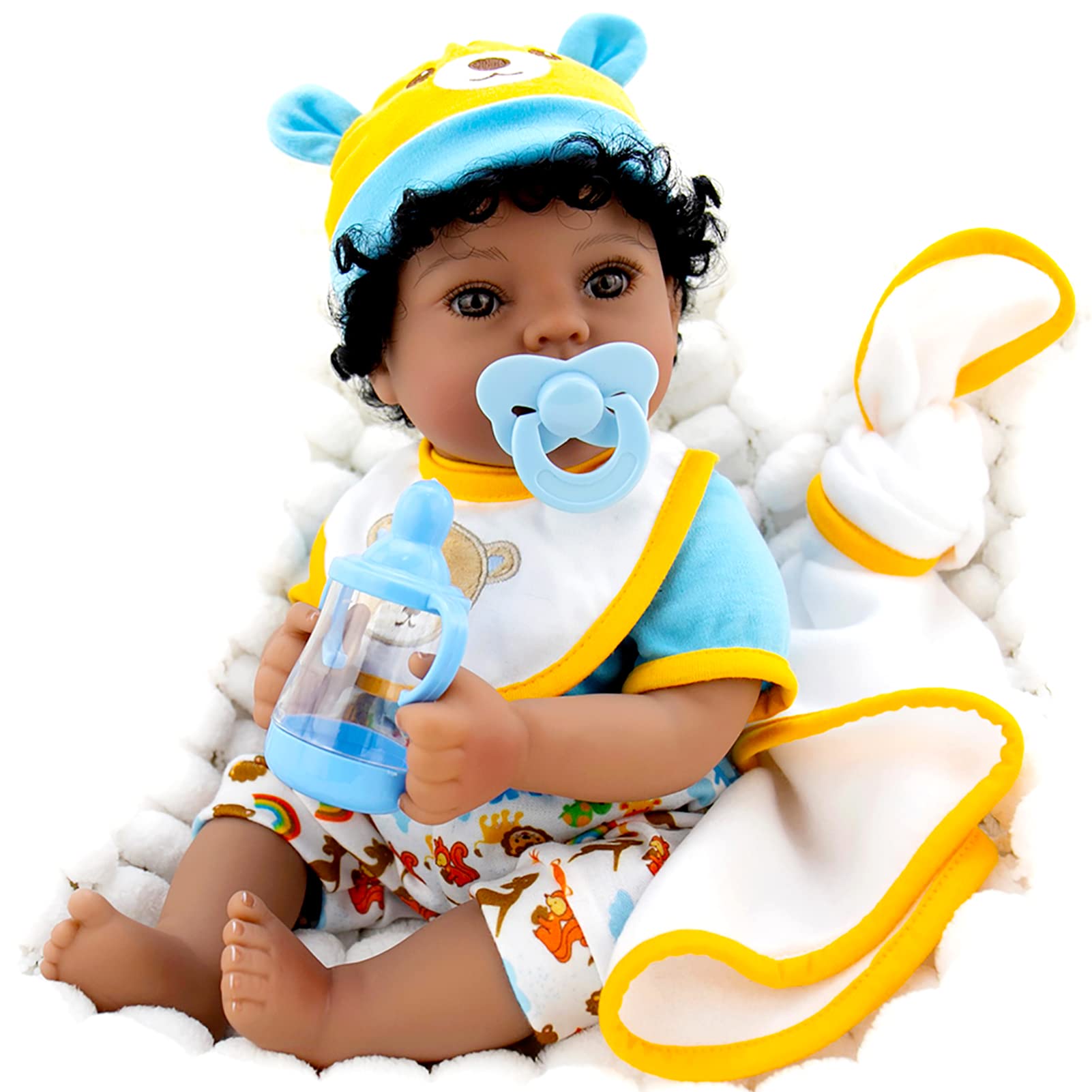 Foto 5 pulgar | Juego De Cama Reborn Baby Doll Aori Black De 18 Pulgadas Para Niño Con Portabebé - Venta Internacional.