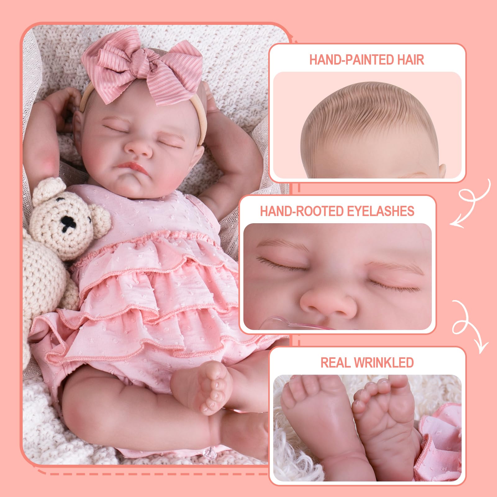 Foto 6 pulgar | Muñeca Reborn Aori Realista, Realista, 50 Cm, Para Niña Dormida - Venta Internacional.
