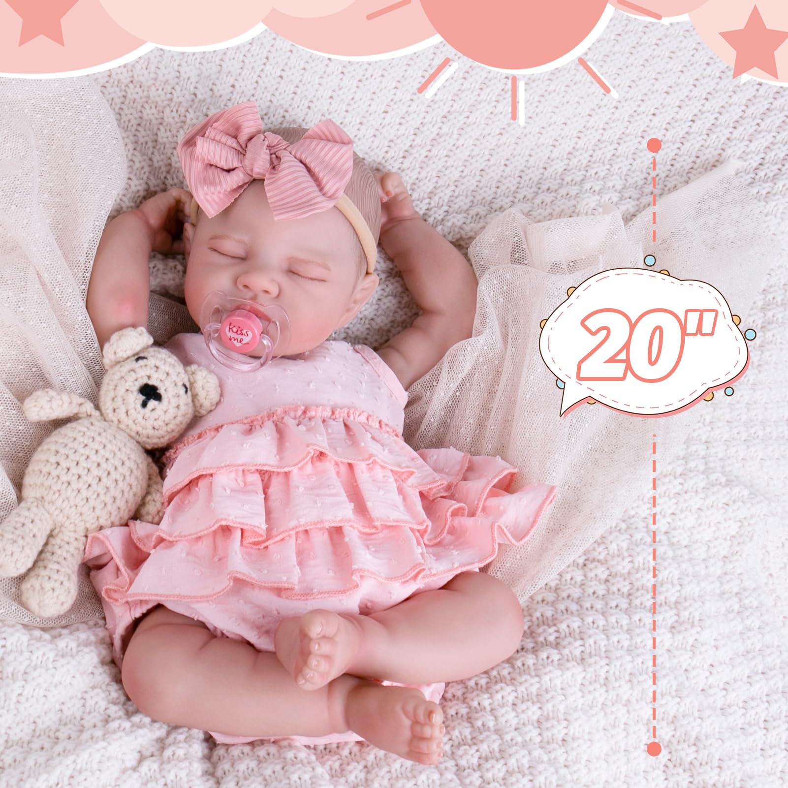 Foto 7 pulgar | Muñeca Reborn Aori Realista, Realista, 50 Cm, Para Niña Dormida - Venta Internacional.