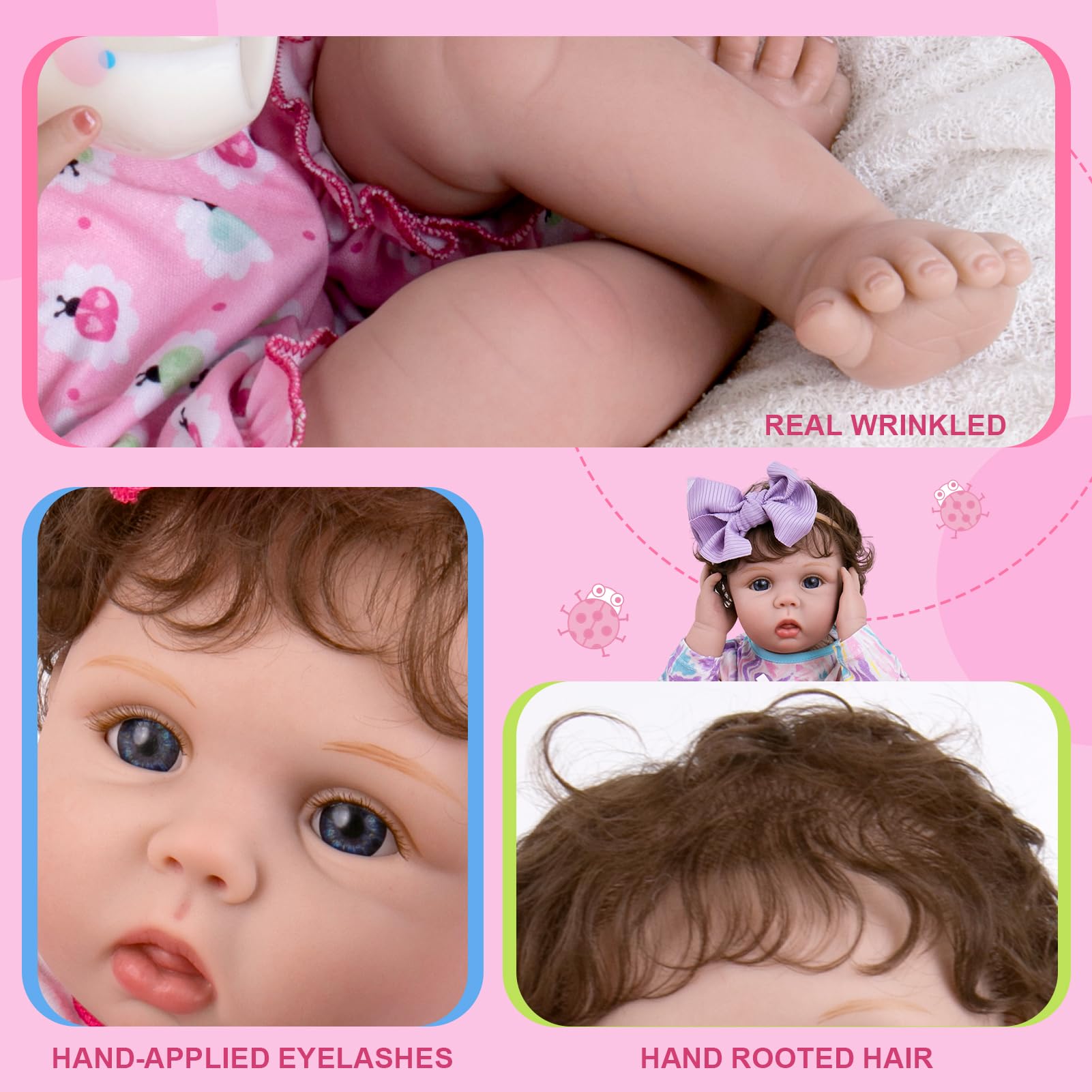 Foto 4 | Reborn Baby Doll Aori, Niña Recién Nacida Realista De 22 Pulgadas Con Ropa - Venta Internacional.