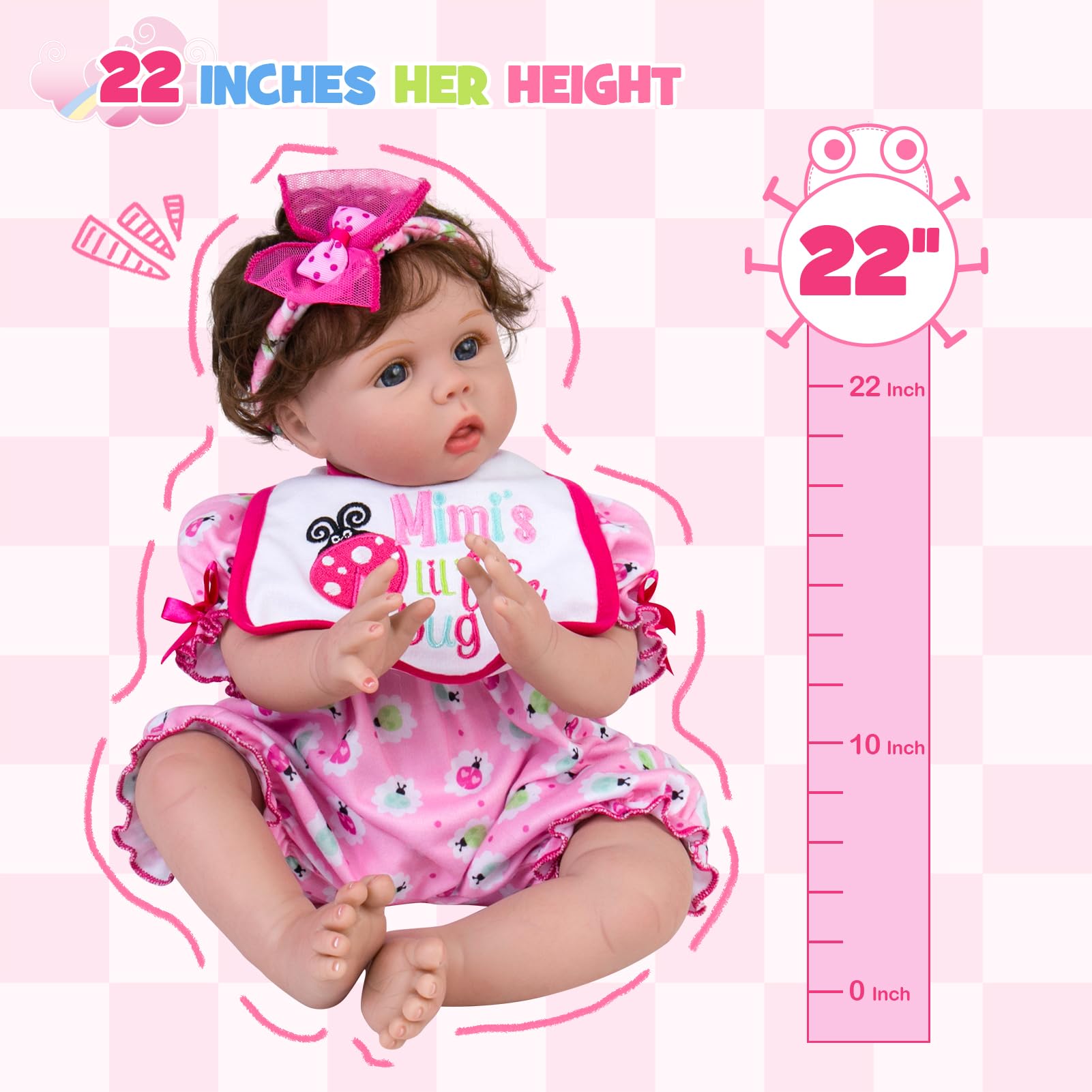 Foto 7 pulgar | Reborn Baby Doll Aori, Niña Recién Nacida Realista De 22 Pulgadas Con Ropa - Venta Internacional.