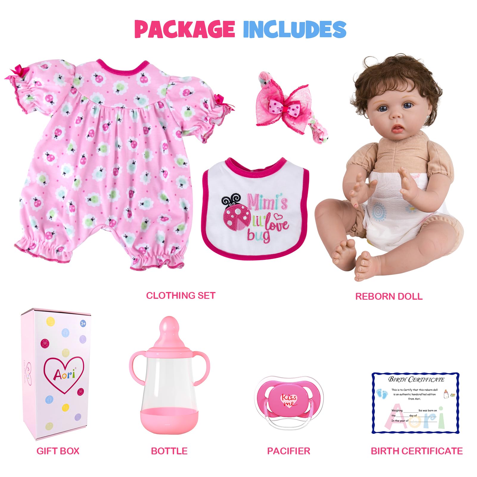 Foto 8 pulgar | Reborn Baby Doll Aori, Niña Recién Nacida Realista De 22 Pulgadas Con Ropa - Venta Internacional.