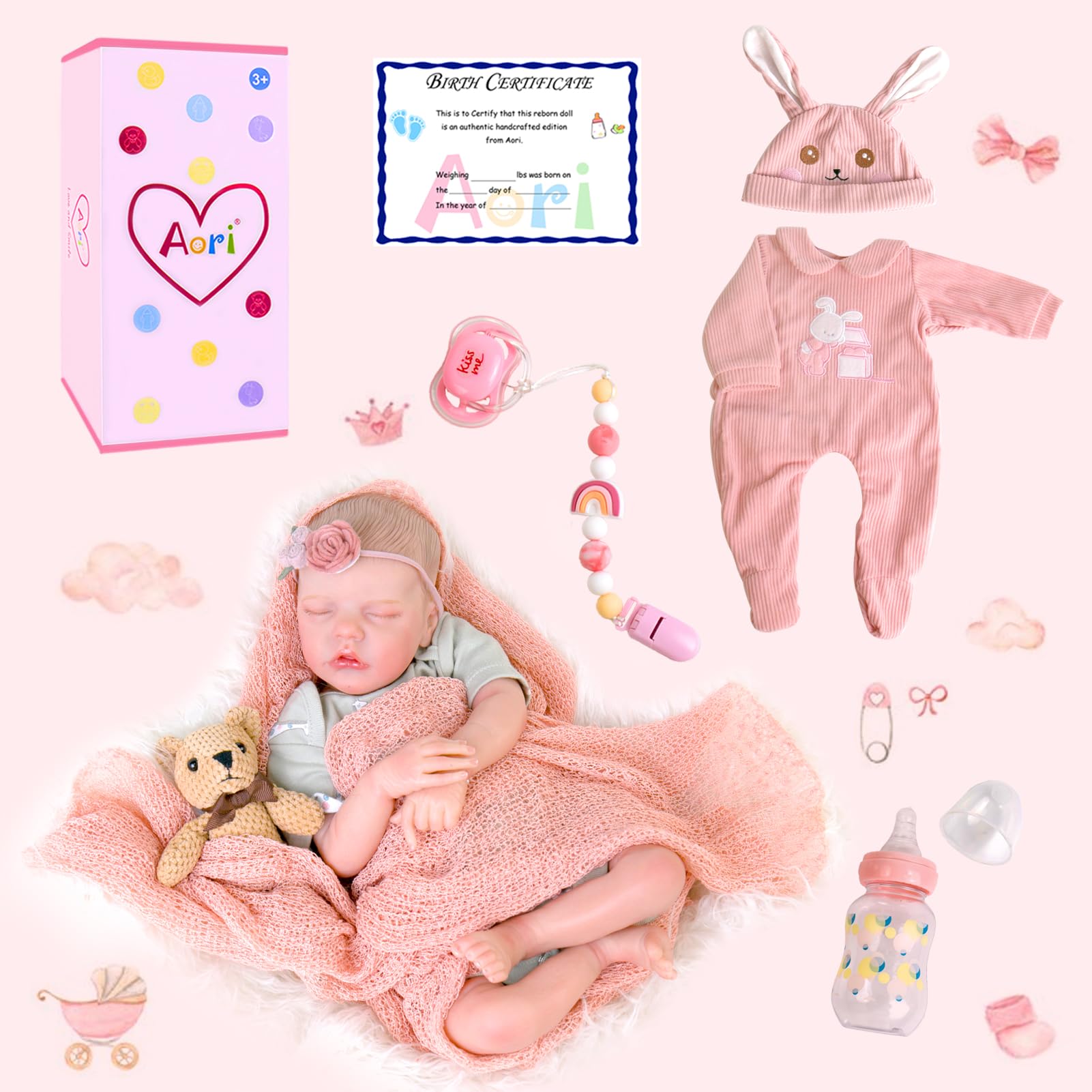 Foto 8 pulgar | Muñeca Reborn Aori Realista Para Niña Realista Con Caja De Regalo - Venta Internacional.