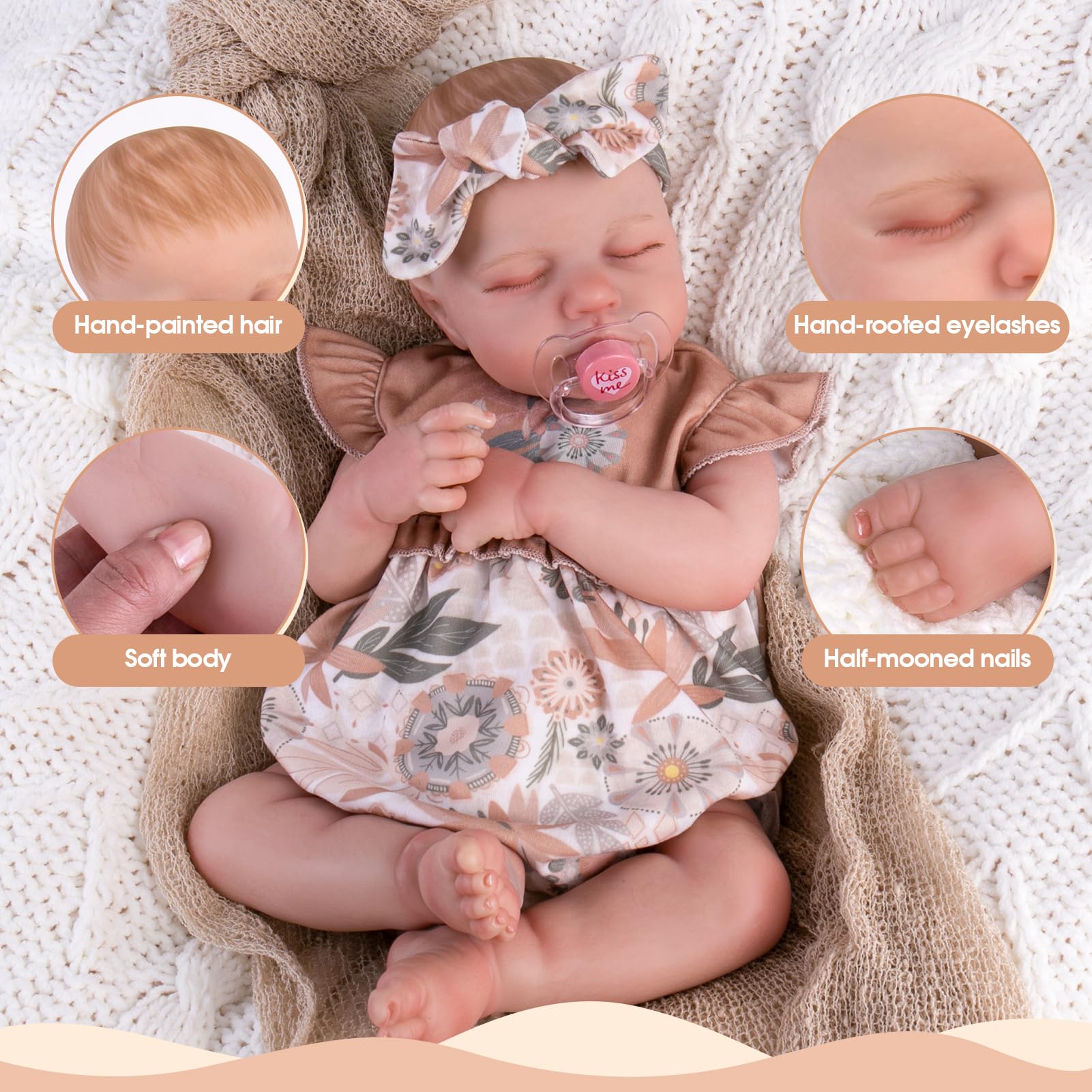 Foto 6 pulgar | Muñeca Reborn Aori Realista, Realista, 50 Cm, Recién Nacida - Venta Internacional.