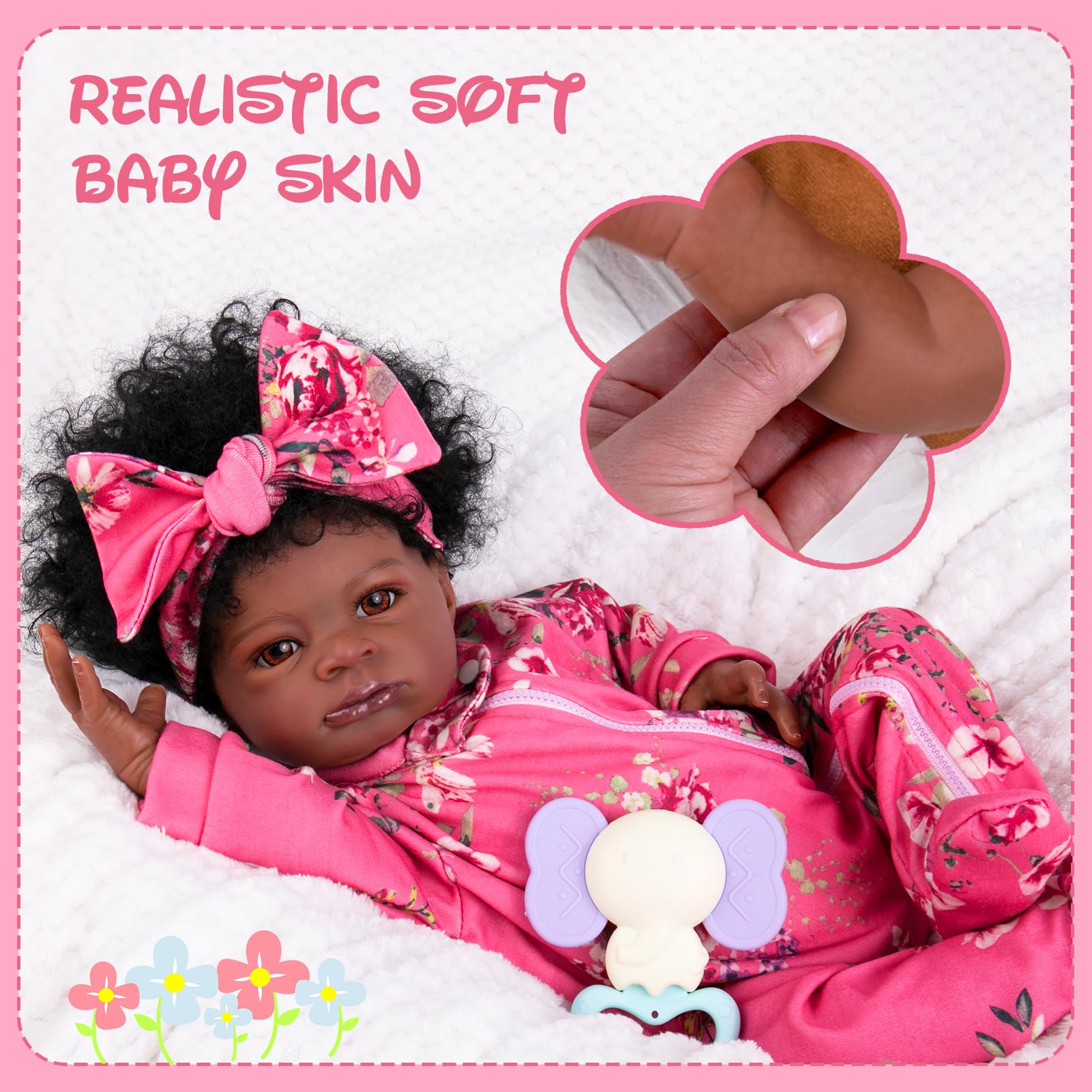 Foto 3 | Muñeca Reborn Aori, Realista, Negra, 50 Cm Con Accesorios - Venta Internacional.