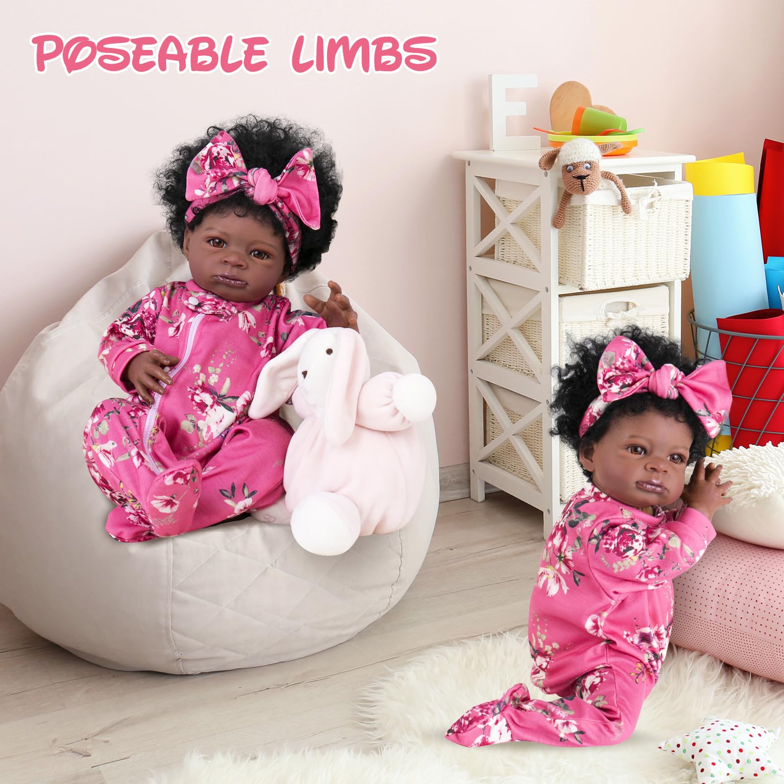 Foto 6 | Muñeca Reborn Aori, Realista, Negra, 50 Cm Con Accesorios - Venta Internacional.