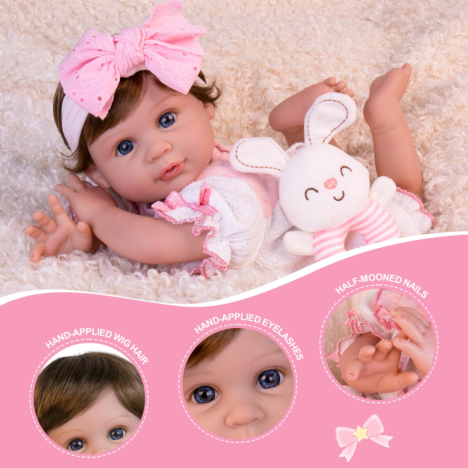 Foto 6 pulgar | Muñeca Reborn Aori Realista De 55 Cm Con Accesorios - Venta Internacional.