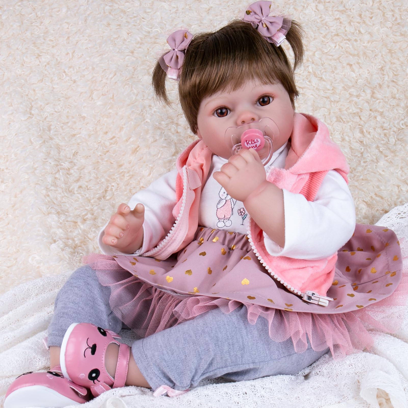 Foto 1 | Muñeca Reborn Aori, Realista, Realista, De 55 Cm Con Diseño De Gatitos - Venta Internacional.