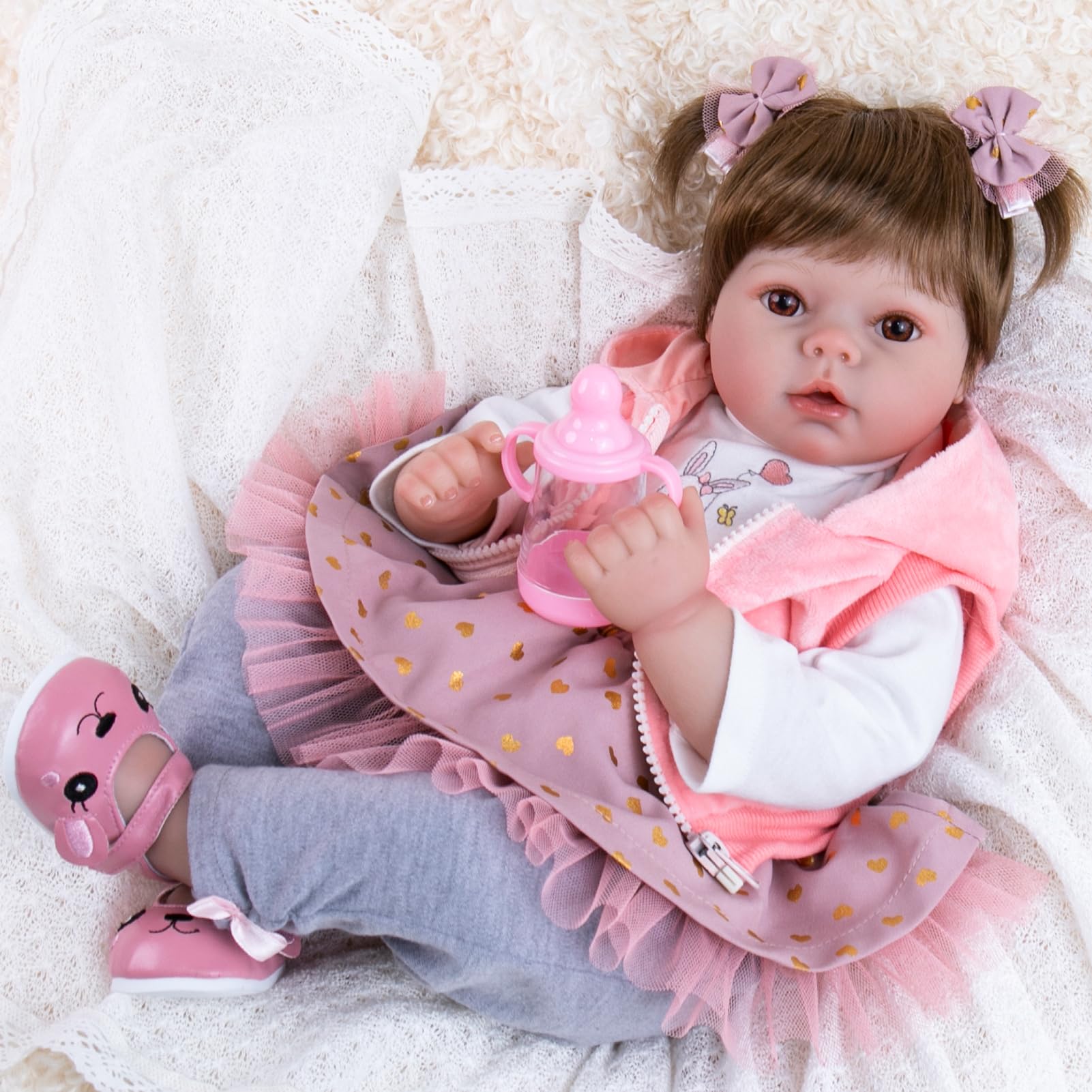 Foto 2 | Muñeca Reborn Aori, Realista, Realista, De 55 Cm Con Diseño De Gatitos - Venta Internacional.