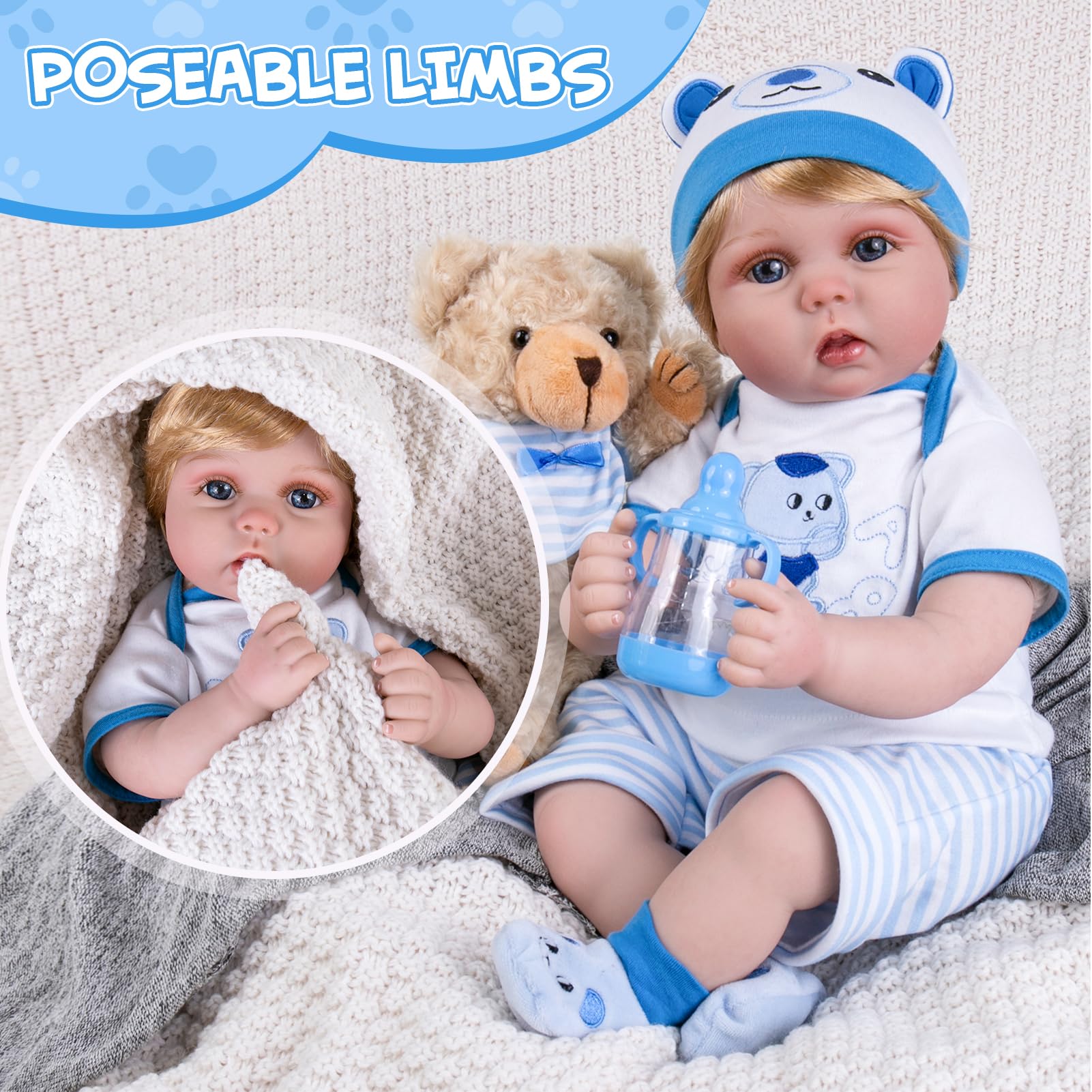 Foto 3 | Muñeco Aori Real Life De 55 Cm Para Niño Recién Nacido Realista Con Accesorios - Venta Internacional.
