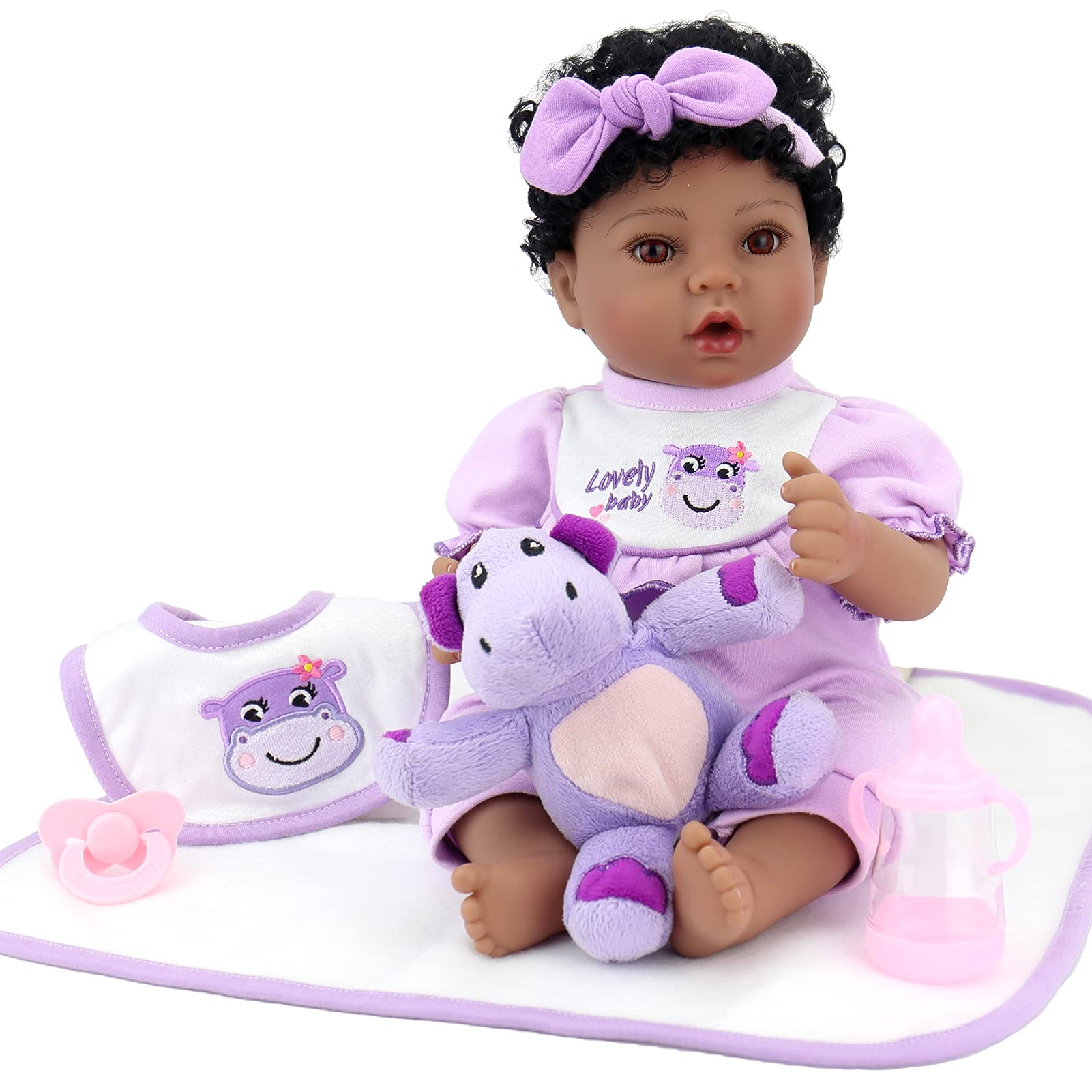 Foto 4 pulgar | Muñeca Reborn Aori Negra De 45 Cm Con Accesorios, 3 Libras - Venta Internacional.