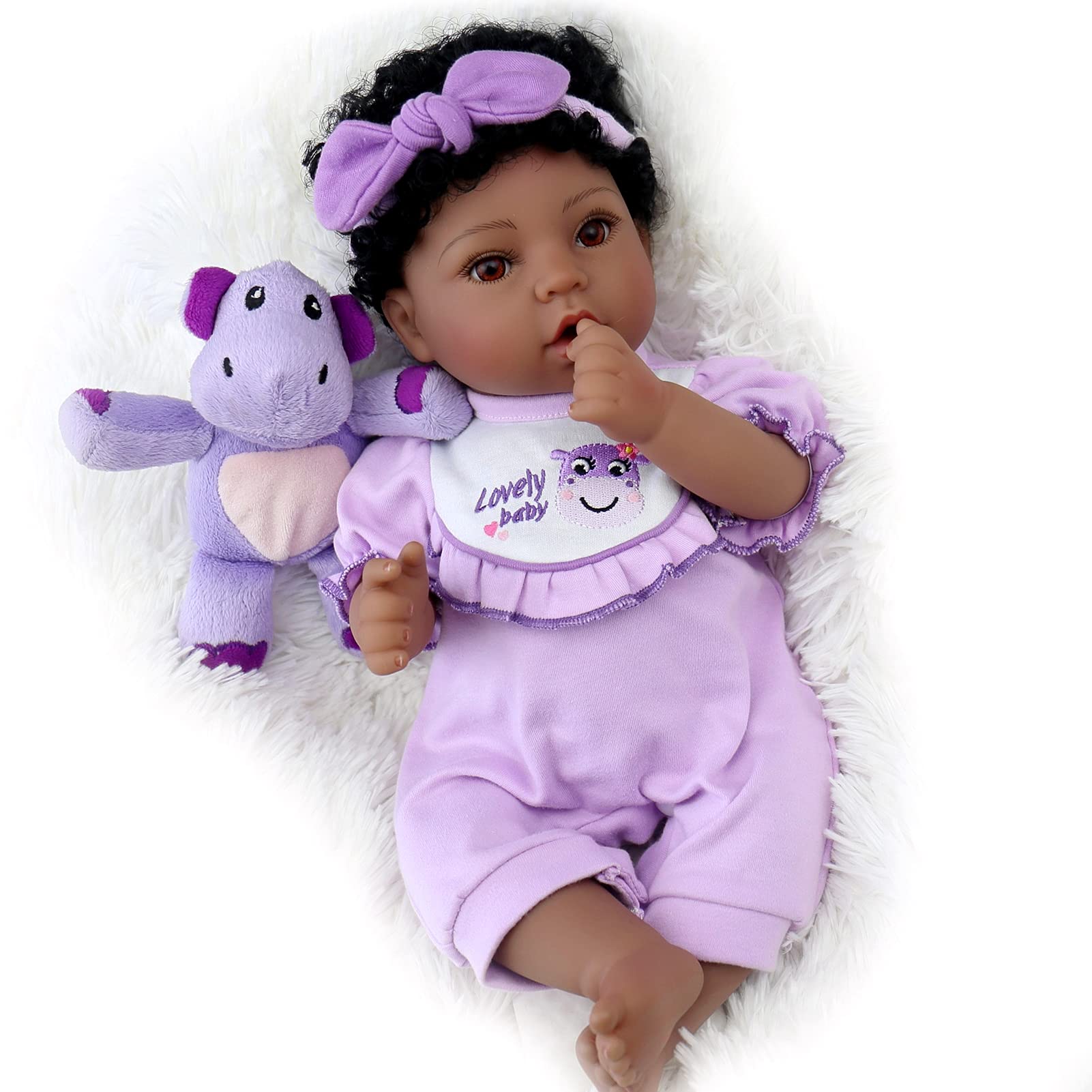 Foto 5 pulgar | Muñeca Reborn Aori Negra De 45 Cm Con Accesorios, 3 Libras - Venta Internacional.
