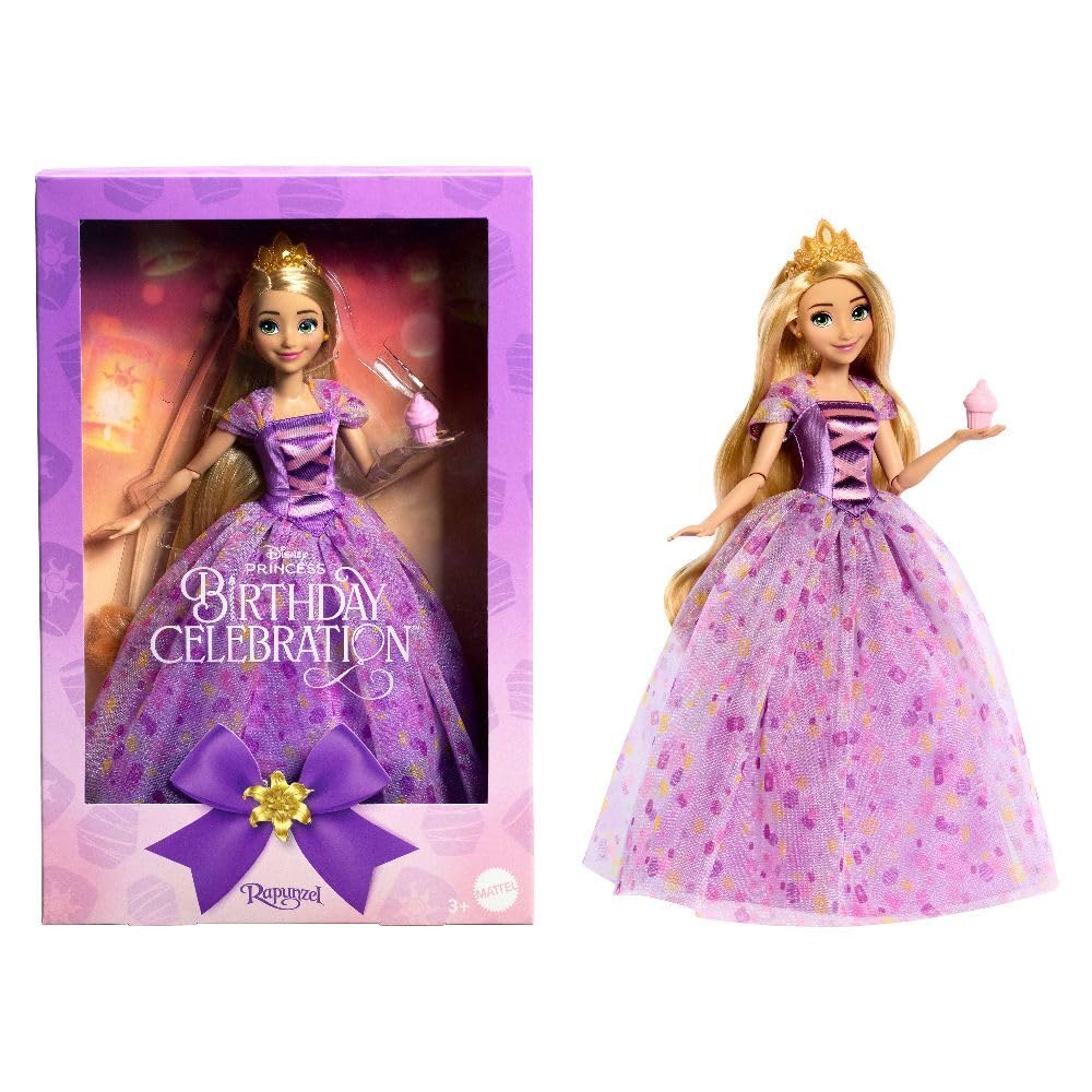 Foto 2 pulgar | Muñeca De Moda Mattel, Princesa Disney, Cumpleaños, Rapunzel, 28 Cm - Venta Internacional.
