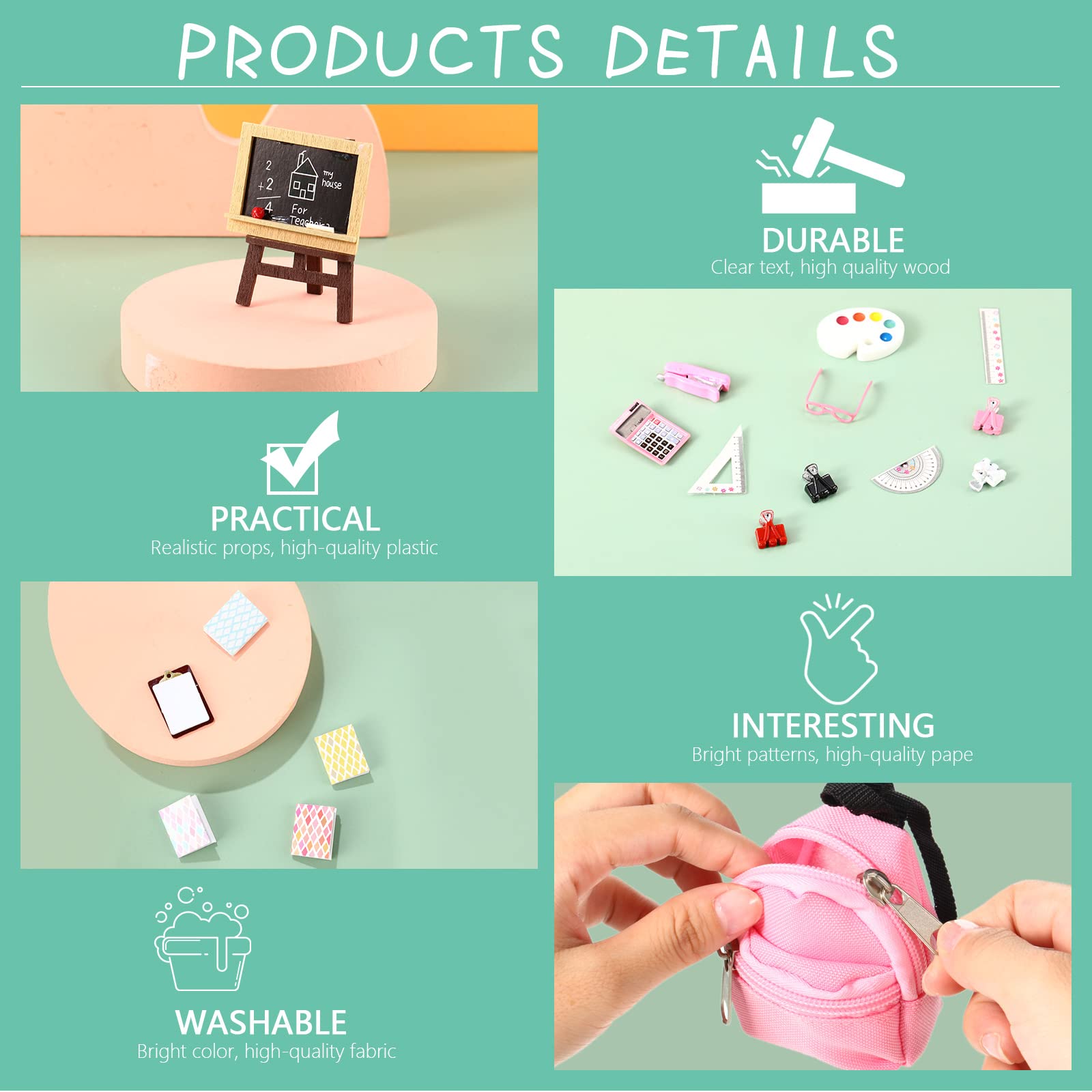Foto 3 | Set De Material Escolar Para Muñecas Civaner, 18 Piezas - Venta Internacional.