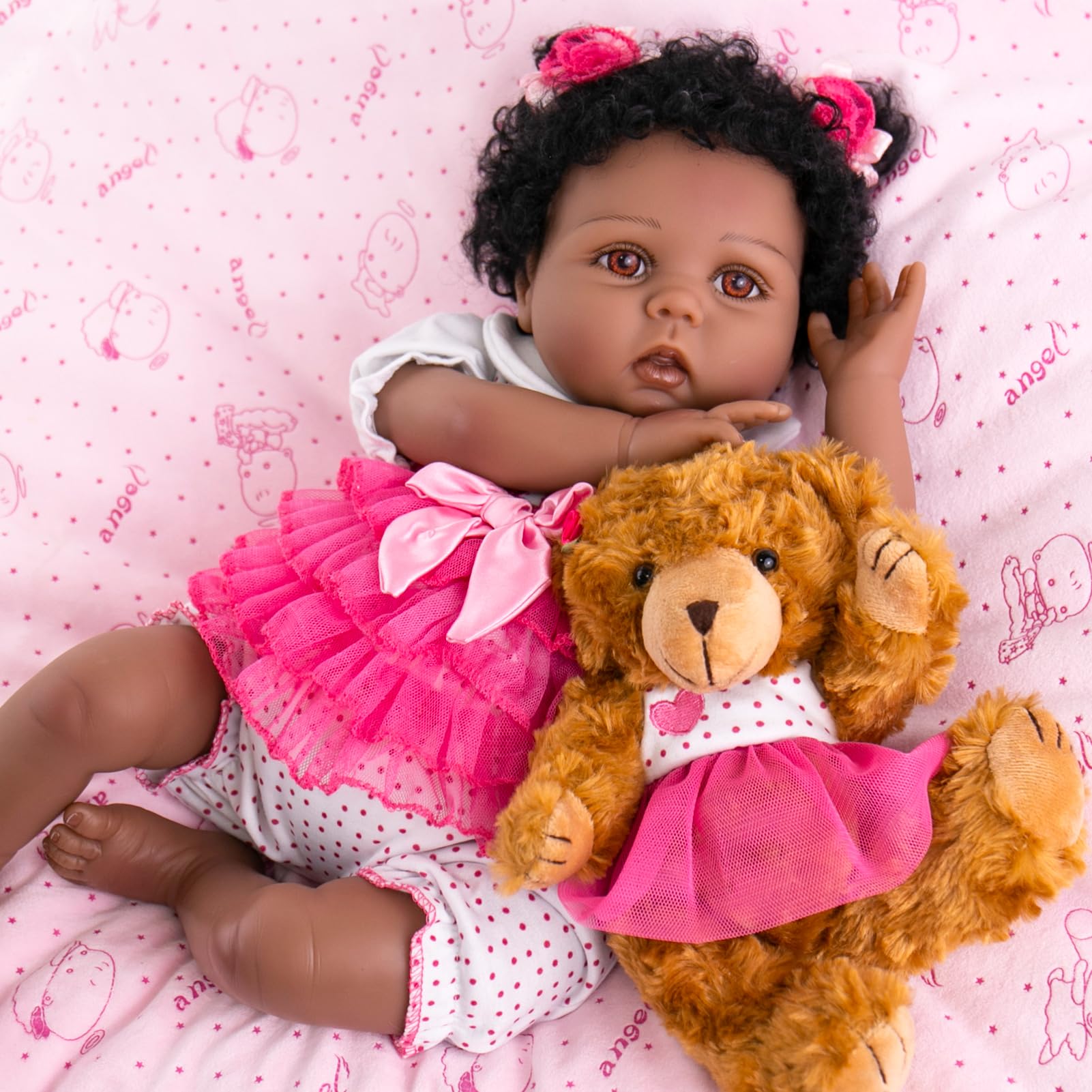 Foto 1 | Muñeca Reborn Aori, Realista, Afroamericana, 55 Cm - Venta Internacional.