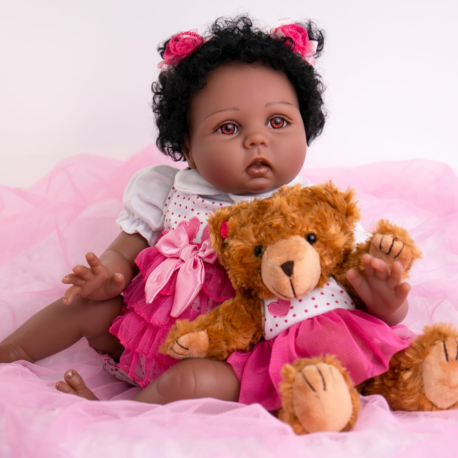 Foto 2 | Muñeca Reborn Aori, Realista, Afroamericana, 55 Cm - Venta Internacional.
