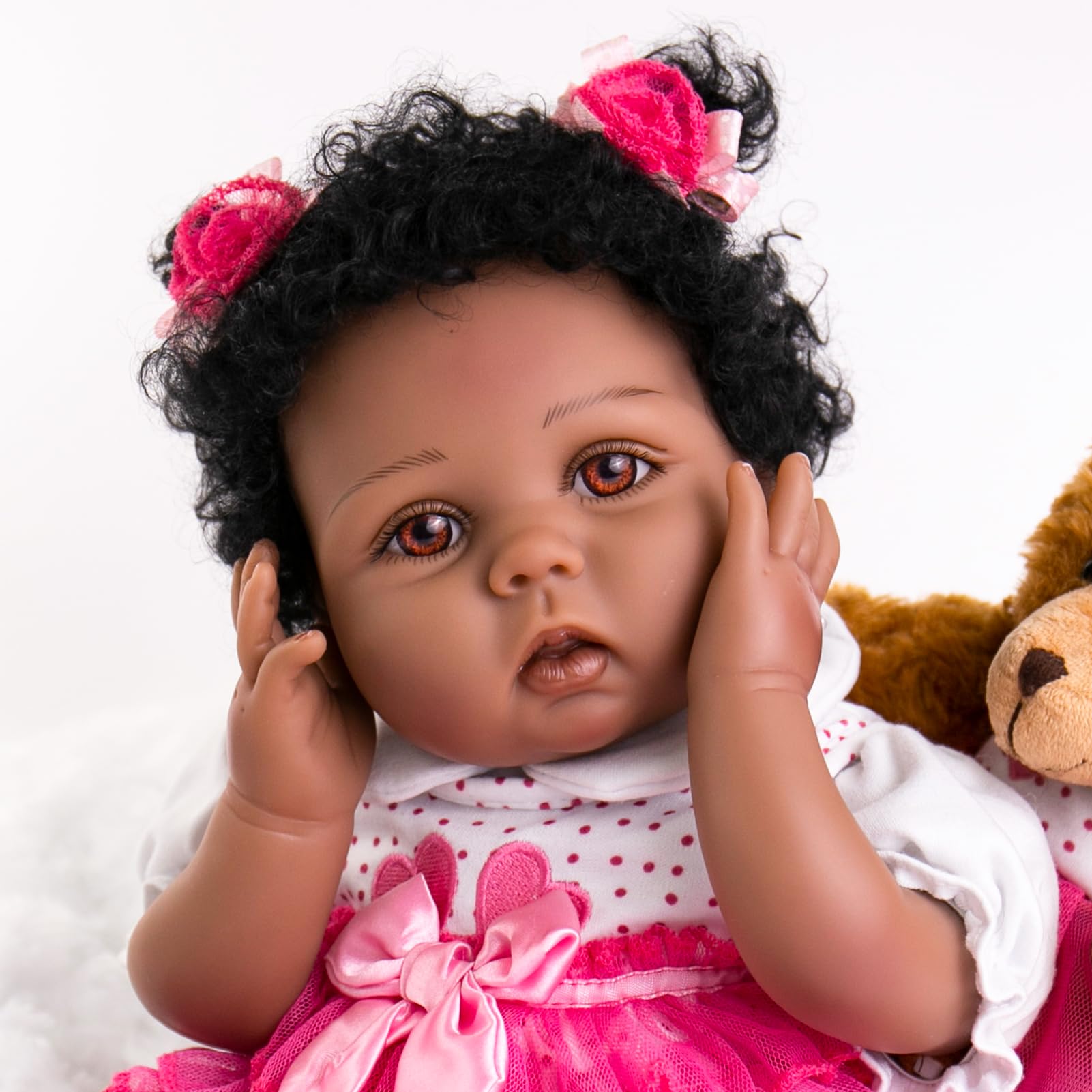 Foto 4 pulgar | Muñeca Reborn Aori, Realista, Afroamericana, 55 Cm - Venta Internacional.