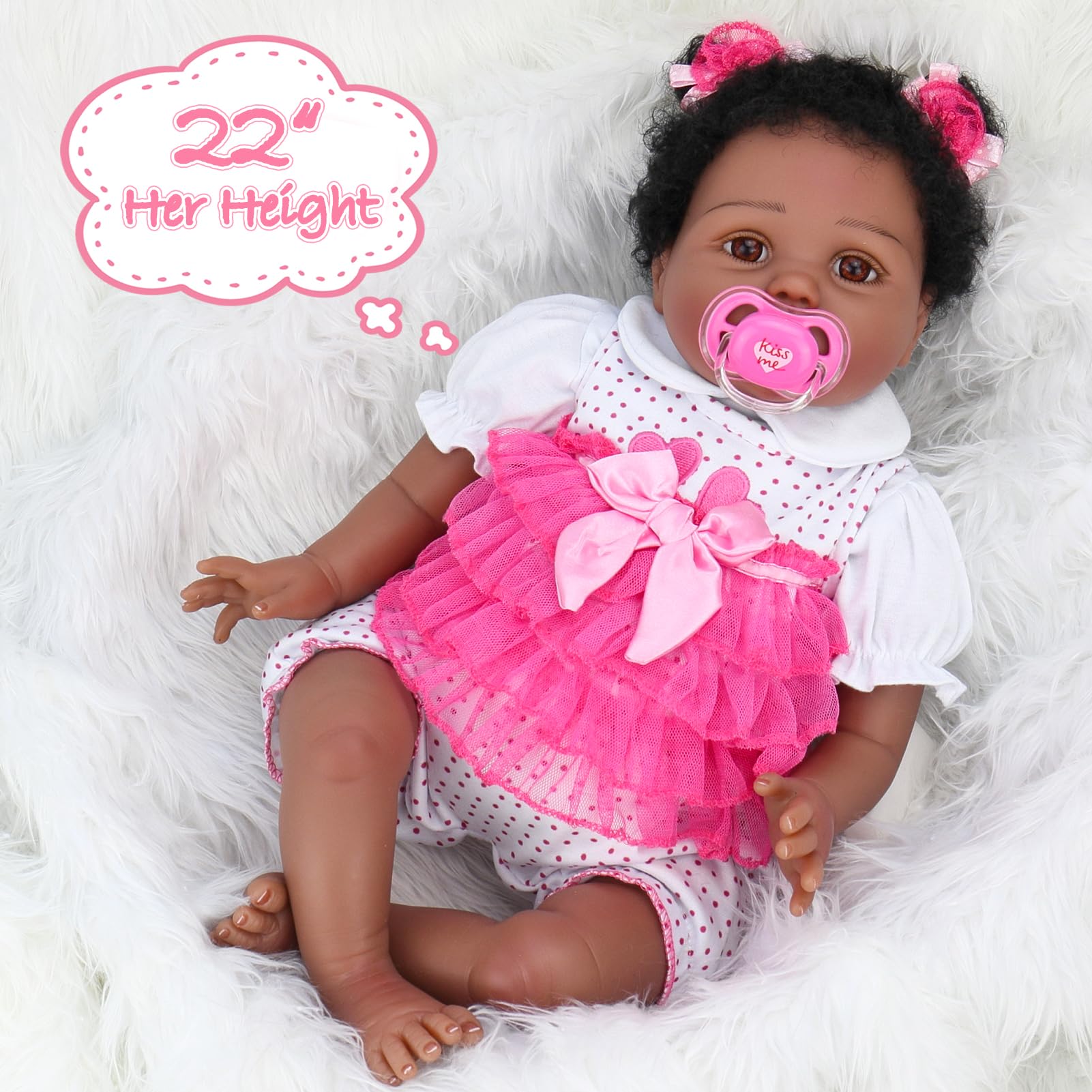 Foto 7 | Muñeca Reborn Aori, Realista, Afroamericana, 55 Cm - Venta Internacional.