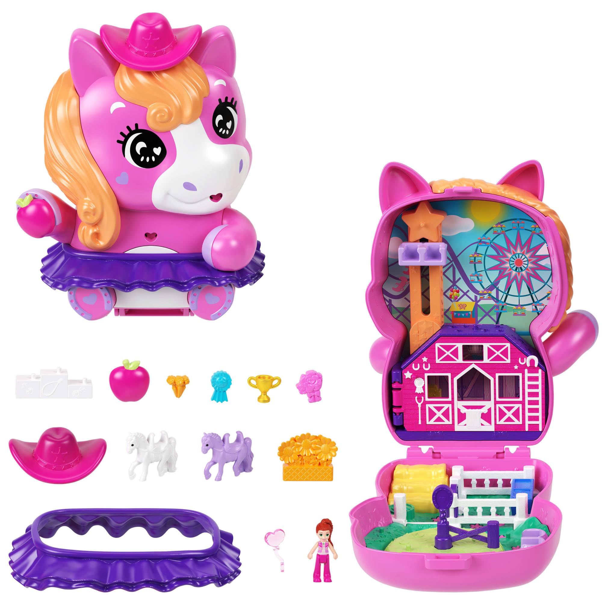 Playset Polly Pocket Pony Rodeo Compact Con 1 Micromuñeca - Venta Internacional.