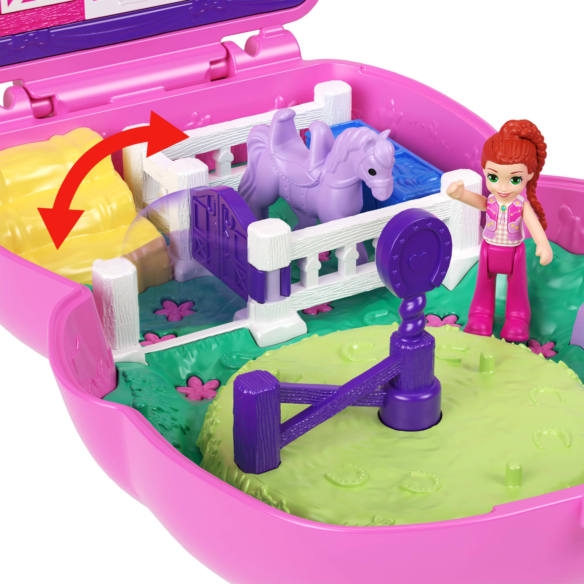 Foto 6 pulgar | Playset Polly Pocket Pony Rodeo Compact Con 1 Micromuñeca - Venta Internacional.