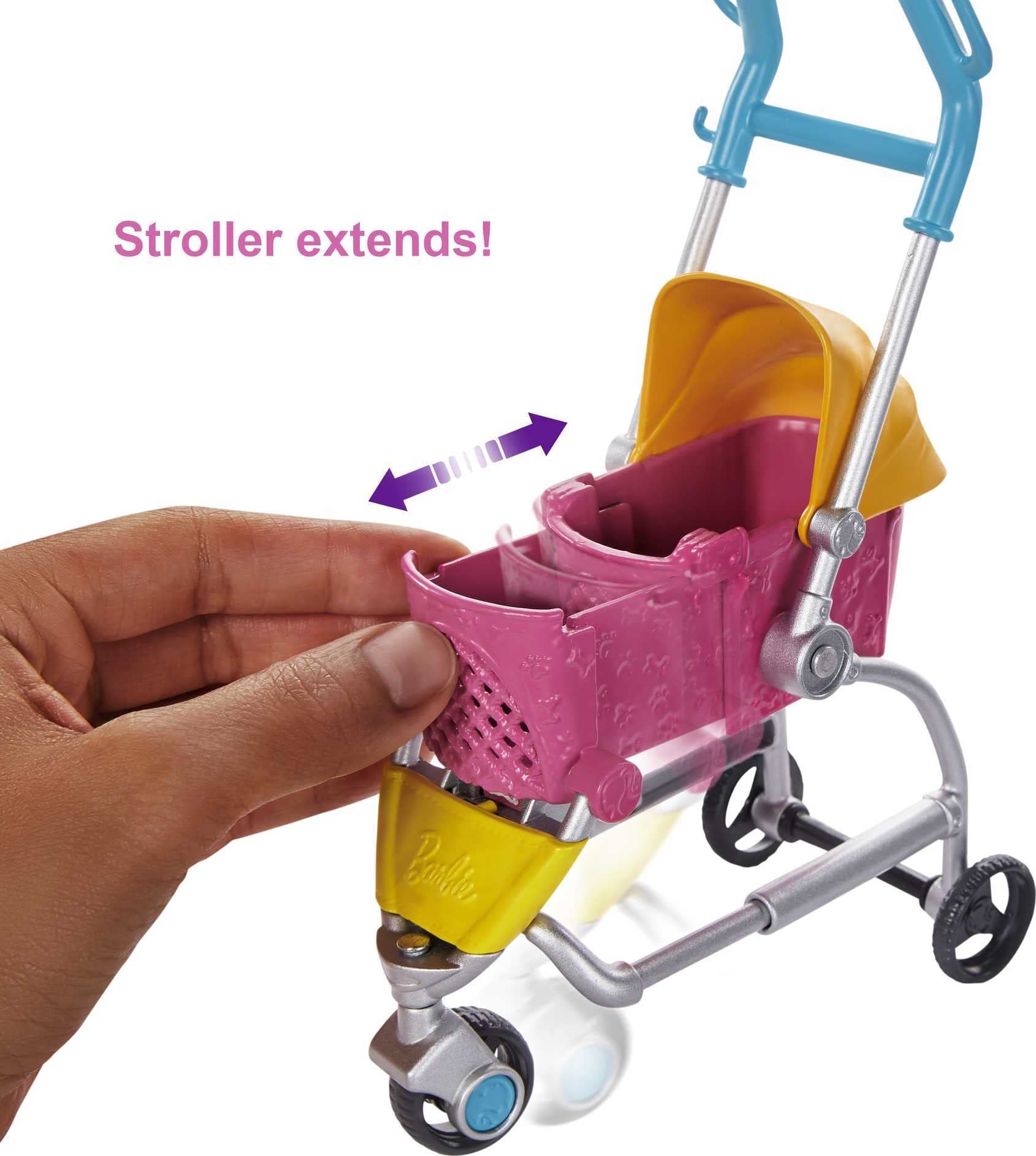 Foto 4 pulgar | Muñeca Playset Barbie Para Pasear Perros Con Cochecito Transformador - Venta Internacional.