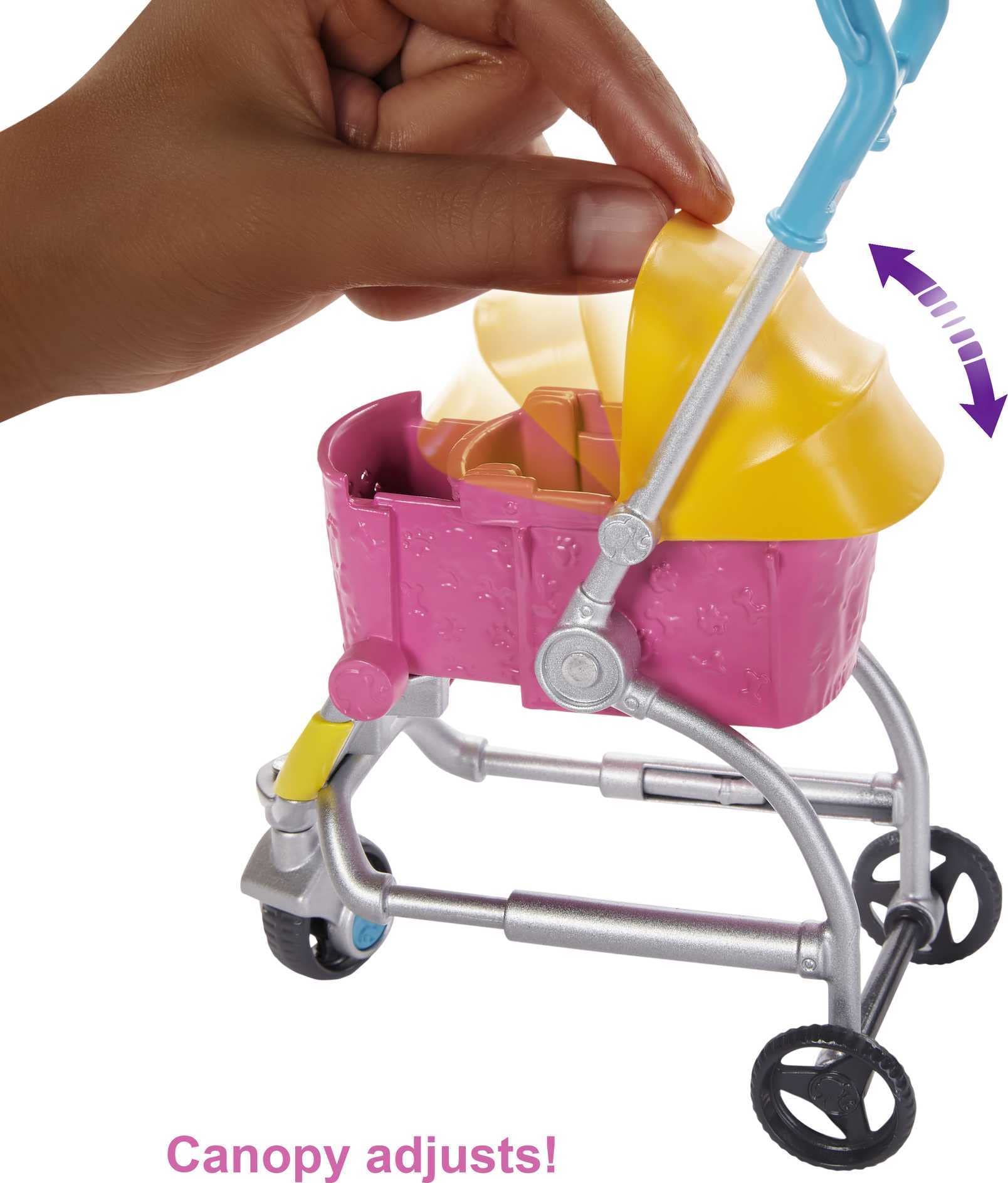 Foto 4 | Muñeca Playset Barbie Para Pasear Perros Con Cochecito Transformador - Venta Internacional.