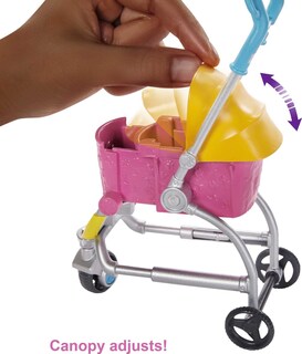 Foto 4 | Muñeca Playset Barbie Para Pasear Perros Con Cochecito Transformador - Venta Internacional.