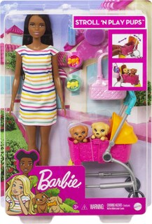 Foto 6 | Muñeca Playset Barbie Para Pasear Perros Con Cochecito Transformador - Venta Internacional.
