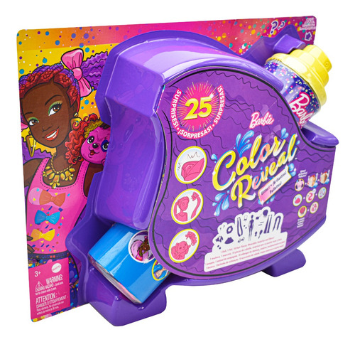 Foto 3 pulgar | Barbie Color Reveal Brillantina 25 Sorpresas Violeta Mattel