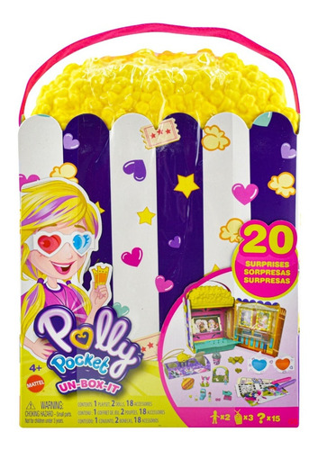 Foto 2 pulgar | Polly Pocket Caja De Palomitas 20 Sorpresas Mattel