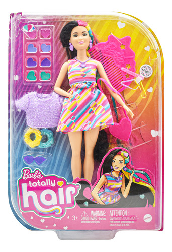 Foto 2 pulgar | Barbie Totally Hair Vestido De Corazones Muñeca  Mattel Cd