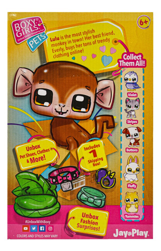 Foto 4 pulgar | Boxy Girls Pets Lulu Mono 2 Sorpresas 4cm Jay Play