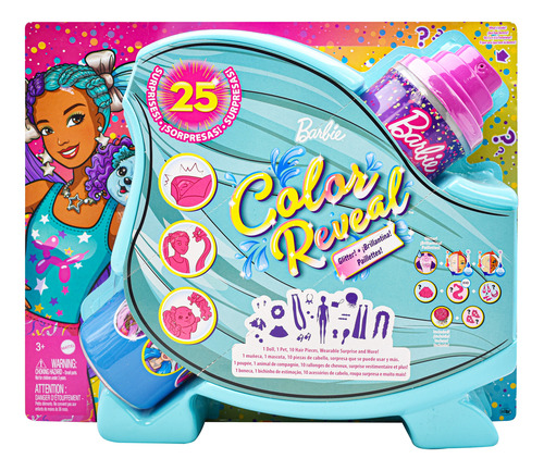 Foto 2 pulgar | Barbie Color Reveal Brillantina 25 Sorpresas Azul Mattel