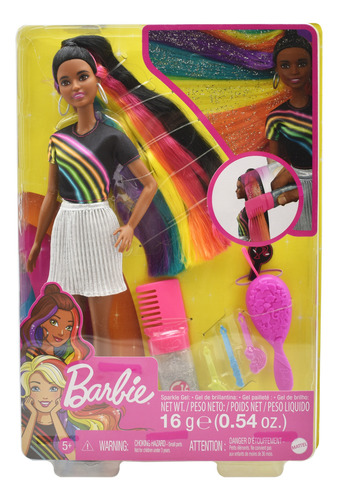 Foto 1 | Barbie Morena Peinados Brillantes Multicolor 30cm Mattel Cd