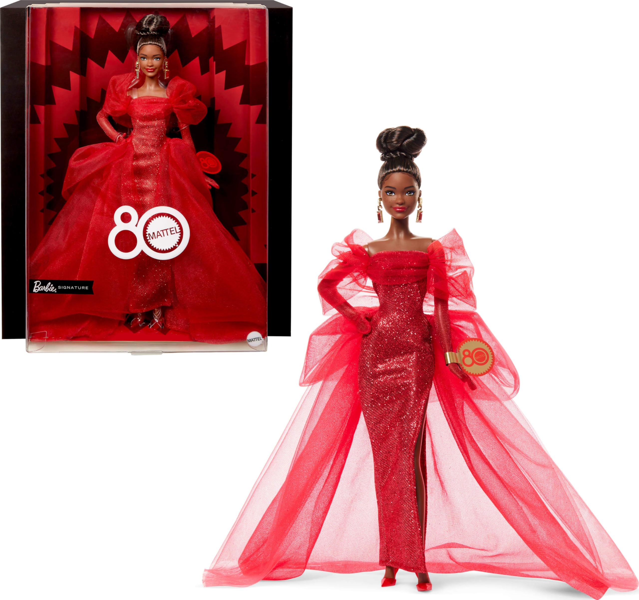 Foto 1 | Muñeca Barbie Signature Mattel De Tul Rojo Para El 80 Aniversario - Venta Internacional.