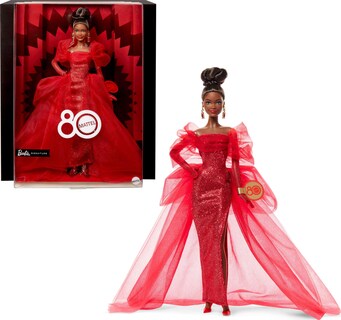 Foto 1 | Muñeca Barbie Signature Mattel De Tul Rojo Para El 80 Aniversario - Venta Internacional.