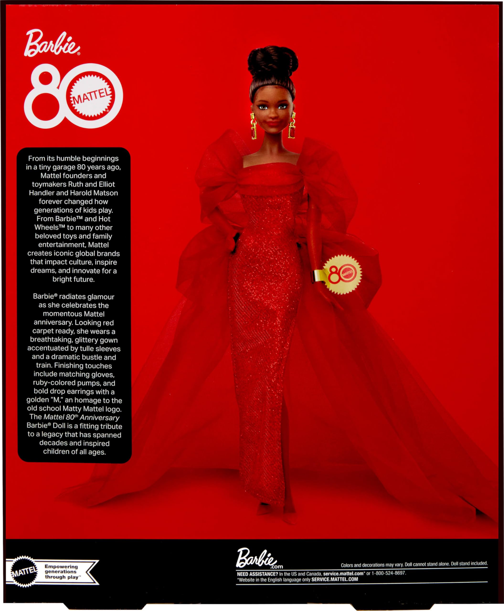Foto 6 | Muñeca Barbie Signature Mattel De Tul Rojo Para El 80 Aniversario - Venta Internacional.