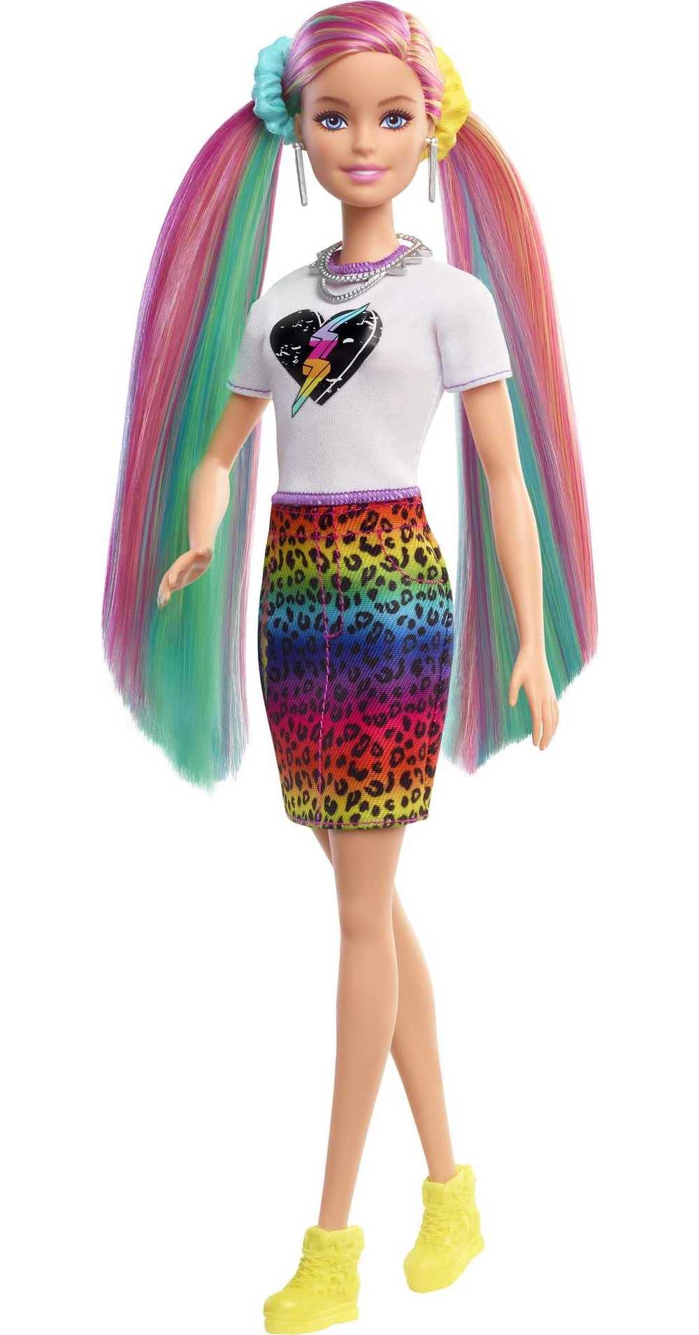 Foto 5 pulgar | Muñeca Barbie Con Pelo De Leopardo Y Arcoíris Con Mechas Que Cambian De Color - Venta Internacional.
