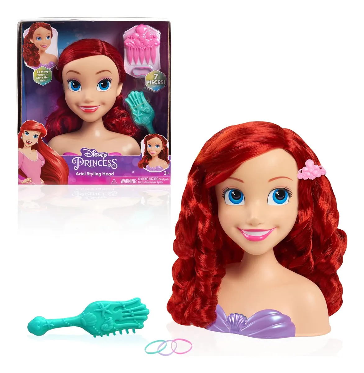 Foto 6 pulgar | Princesa Ariel Cabeza Para Peinar 7 Accesorios Disney