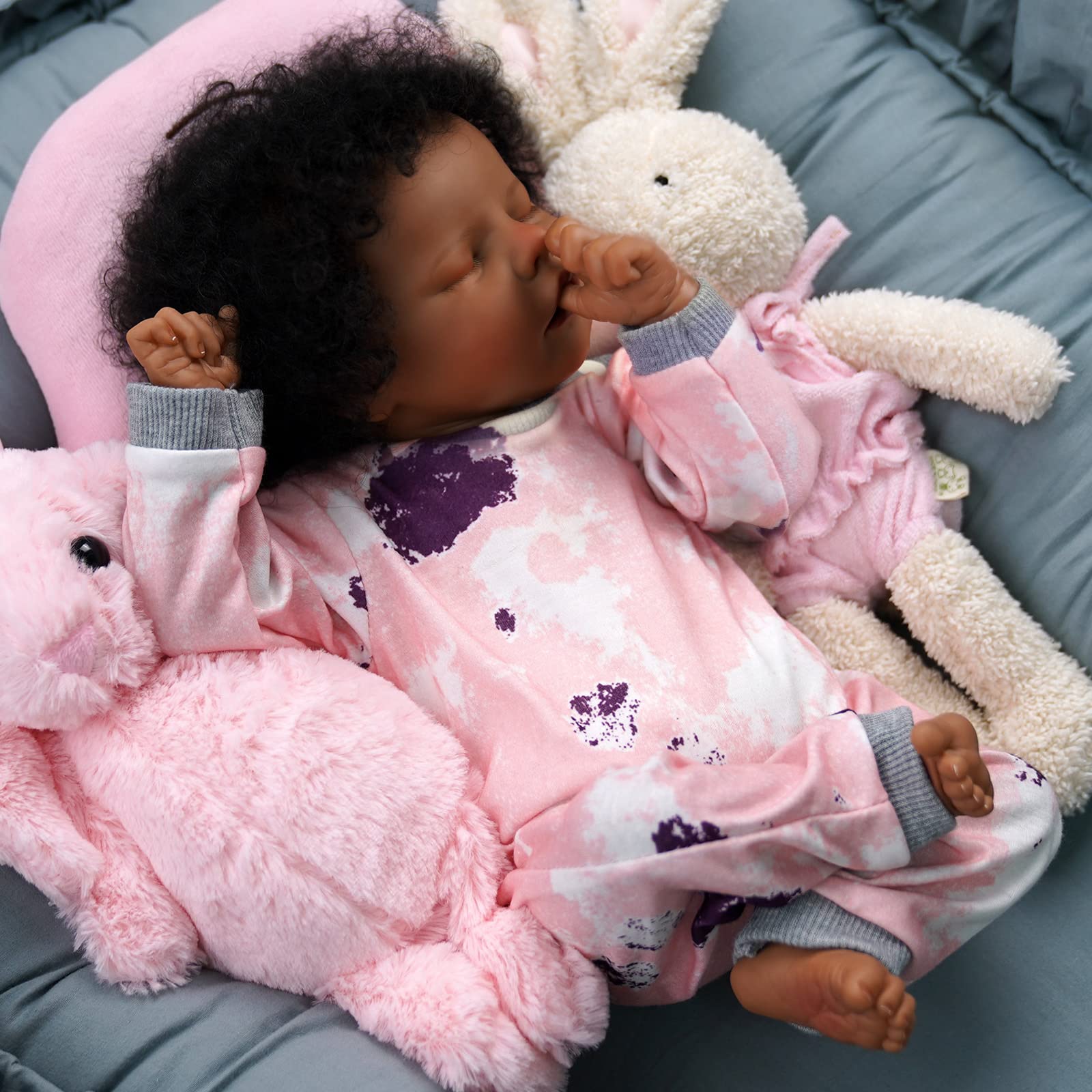 Foto 3 pulgar | Muñeca Reborn Jizhi Relike Afroamericana De 43 Cm Con Kit De Alimentación - Venta Internacional.